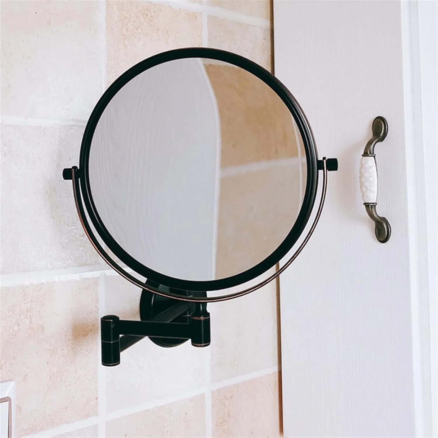 آینه آرایشی WRFTTCRR مشکی، آینه های آرایش بزرگنمایی، آینه آرایشی دو طرفه دیواری مناسب حمام