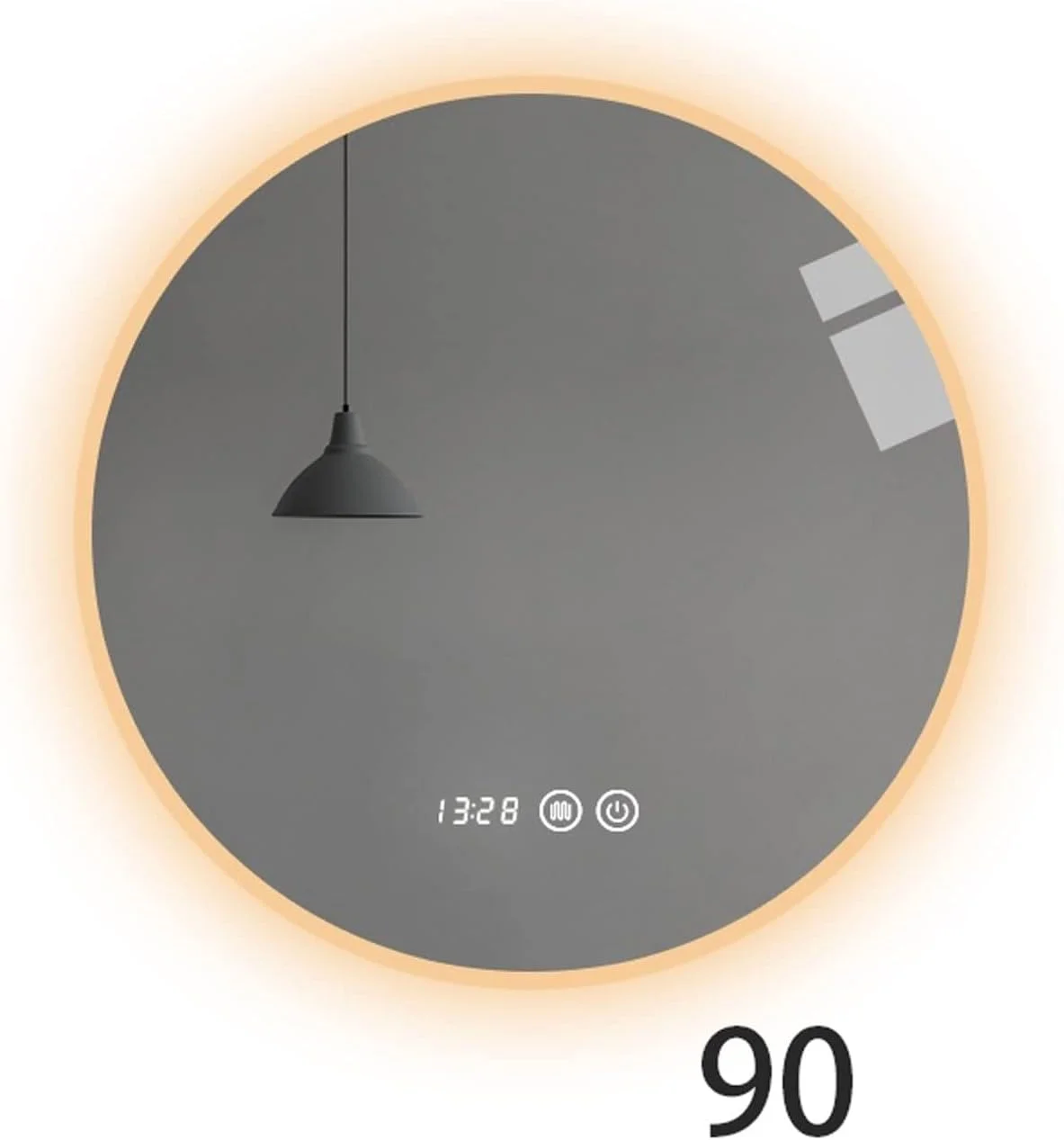 آینه حمام WRFTTCRR، آینه هوشمند گرد با چراغ، آینه دیواری مناسب آرایش و مبلمان