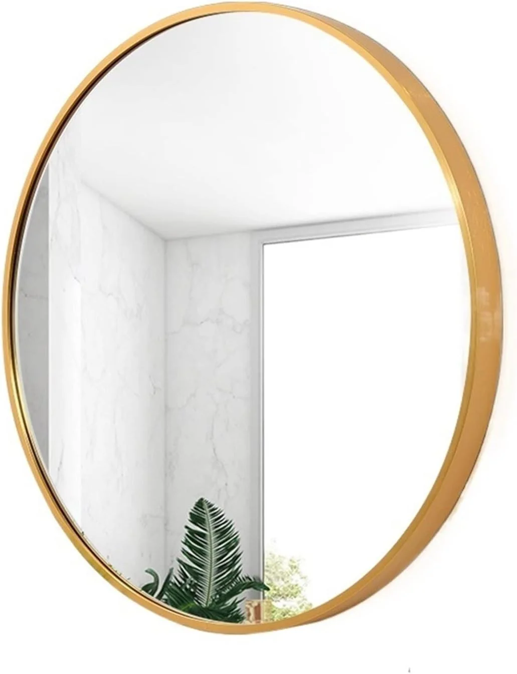 آینه حمام WRFTTCRR، آینه آرایشی بزرگ، آینه دوش، آینه گرد بزرگ خود چسب حمام، آینه دیواری (طلایی)