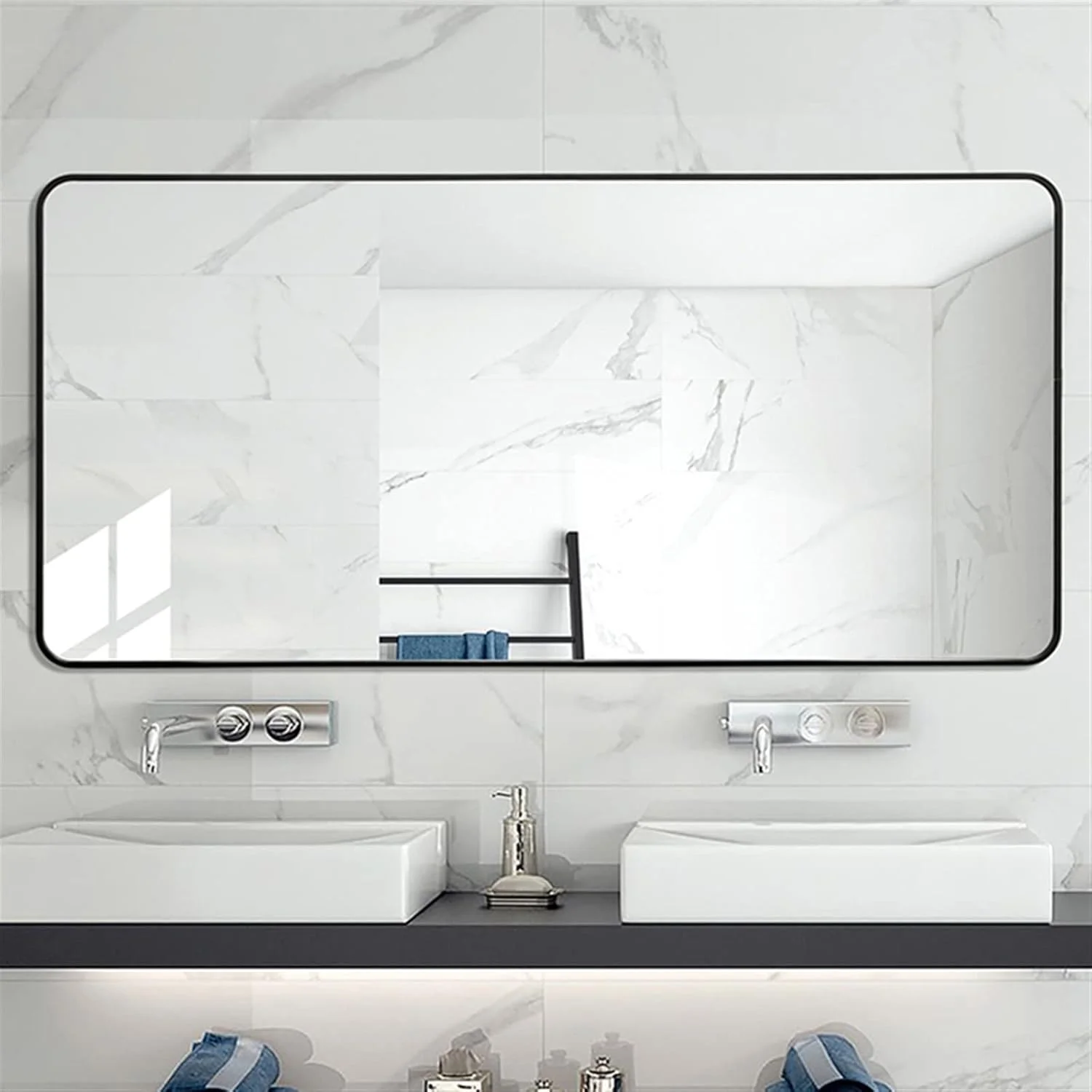 آینه حمام WRFTTCRR آینه آرایش آینه قدی بزرگ آینه تمام قد بدنه کامل لوازم حمام