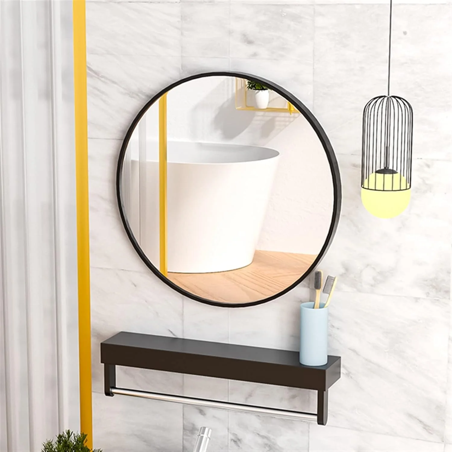 آینه حمام WRFTTCRR، آینه آرایش بزرگ حمام، آینه تمام قد گرد مناسب حمام، آینه روشویی مناسب اصلاح صورت، آینه ایستاده مناسب منزل