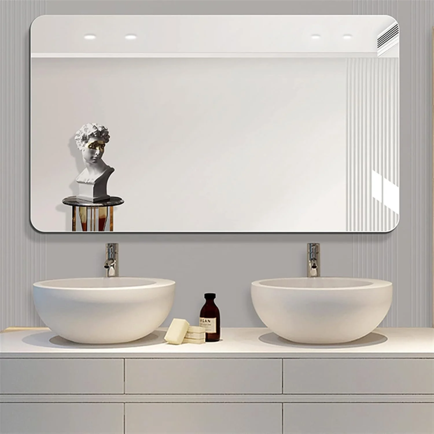 آینه حمام WRFTTCRR، آینه اصلاح ایمنی، آینه آرایش مستطیلی، آینه قدی روشن برای دوش