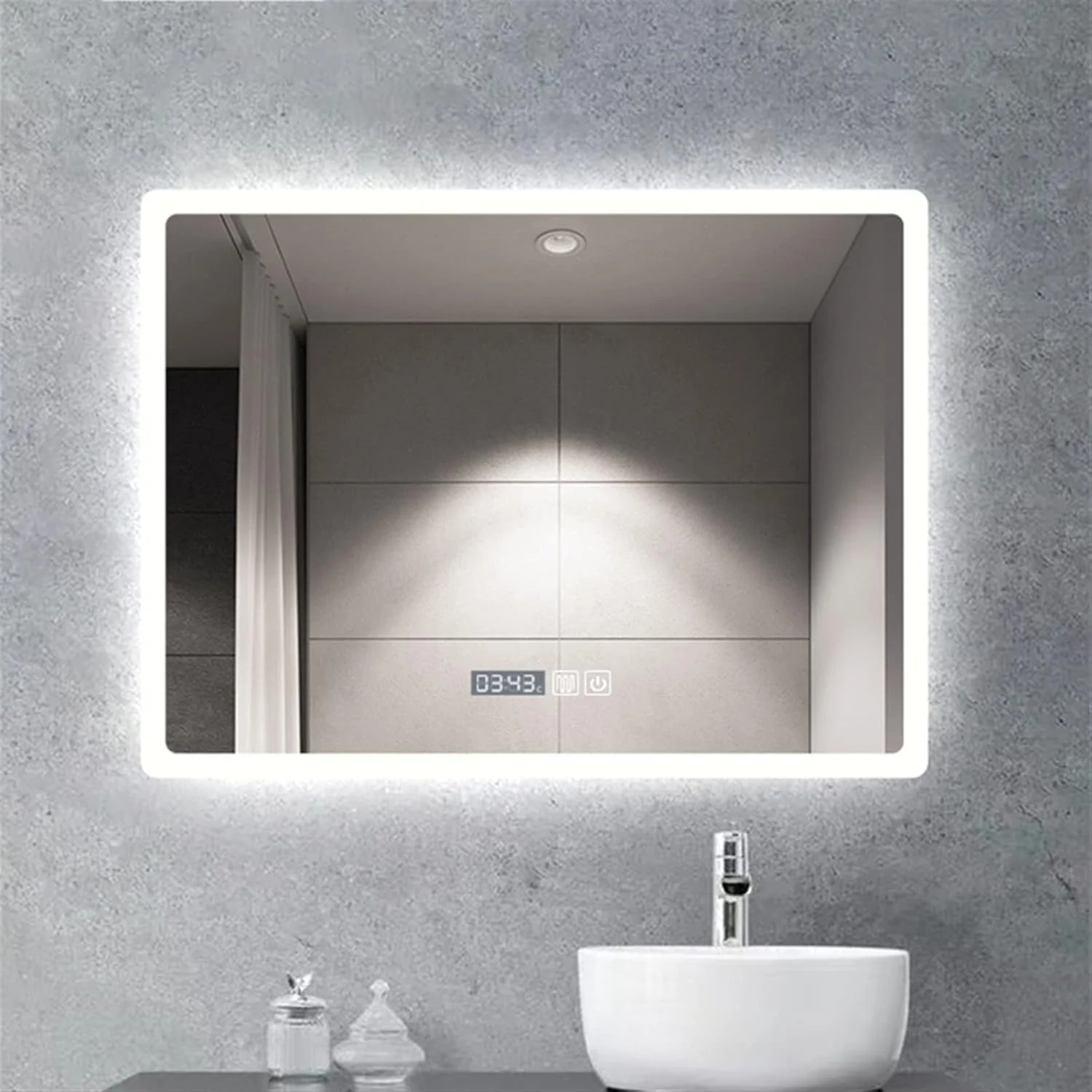 آینه حمام WRFTTCRR، آینه آرایش LED بزرگ، آینه توالت، آینه قدی حمام، بدون قاب