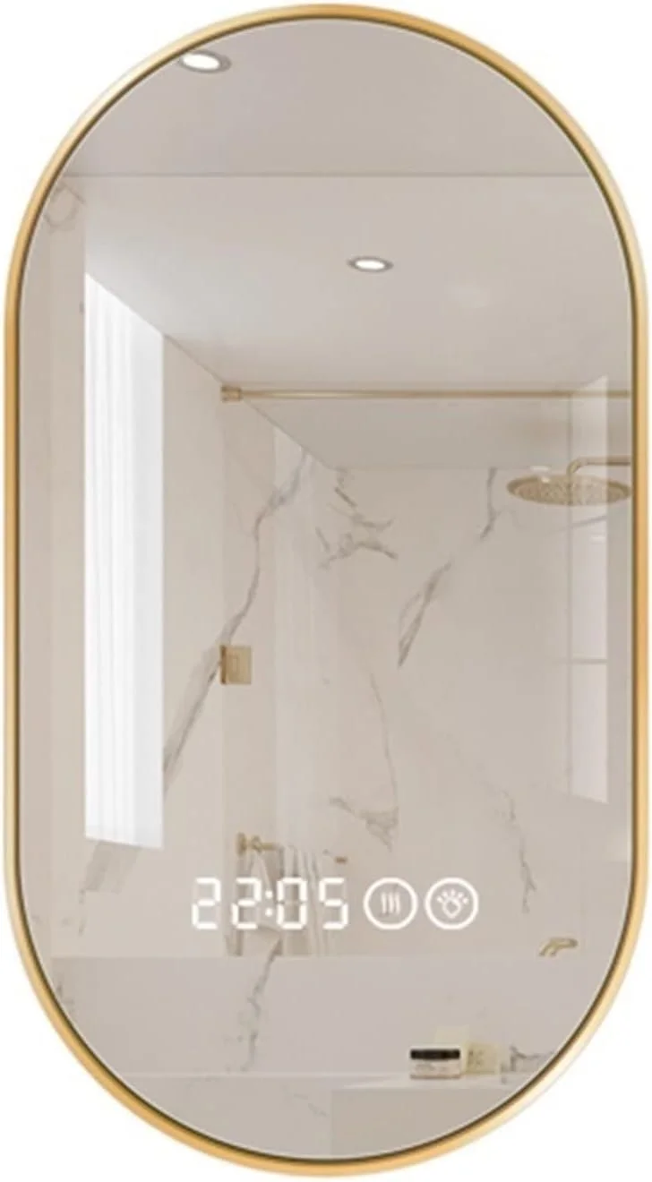آینه حمام WRFTTCRR، آینه بزرگ آرایش، آینه حمام با نور، آینه خود چسب دار بلند دیواری، آینه قدی