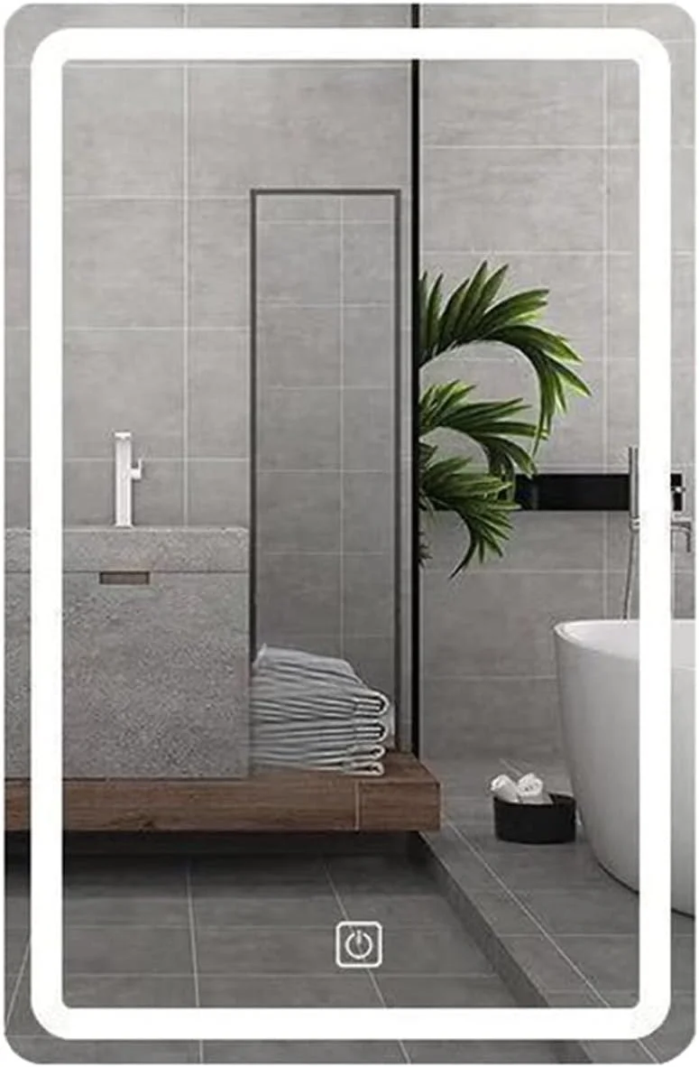 آینه دستشویی WRFTTCRR، آینه آرایش، آینه روشویی دیواری، آینه ضد بخار چراغ دار مناسب هتل و سرویس بهداشتی با صفحه لمسی (70X90)