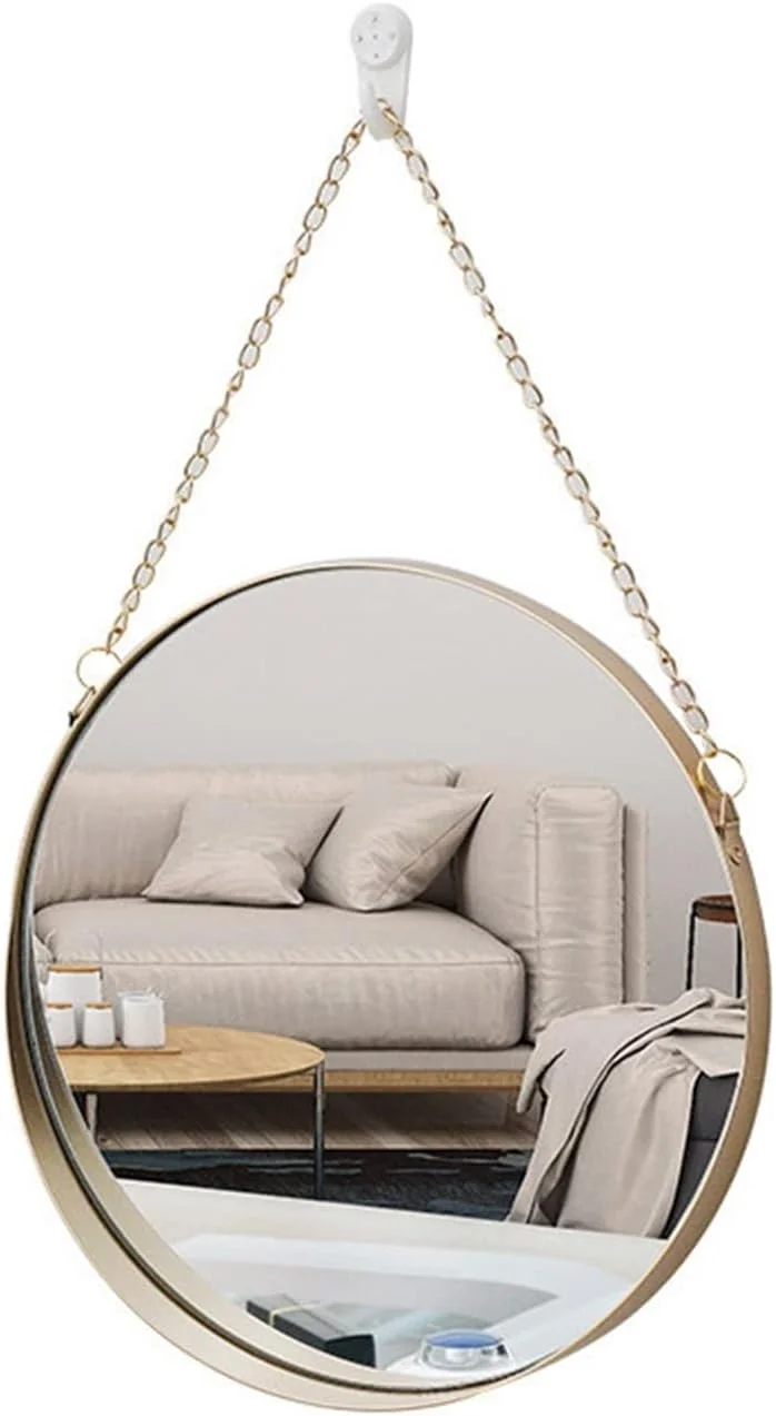 آینه حمام فلزی WRFTTCRR، آینه گرد دیواری، آینه آویز، دکوراسیون حمام، آینه آویز