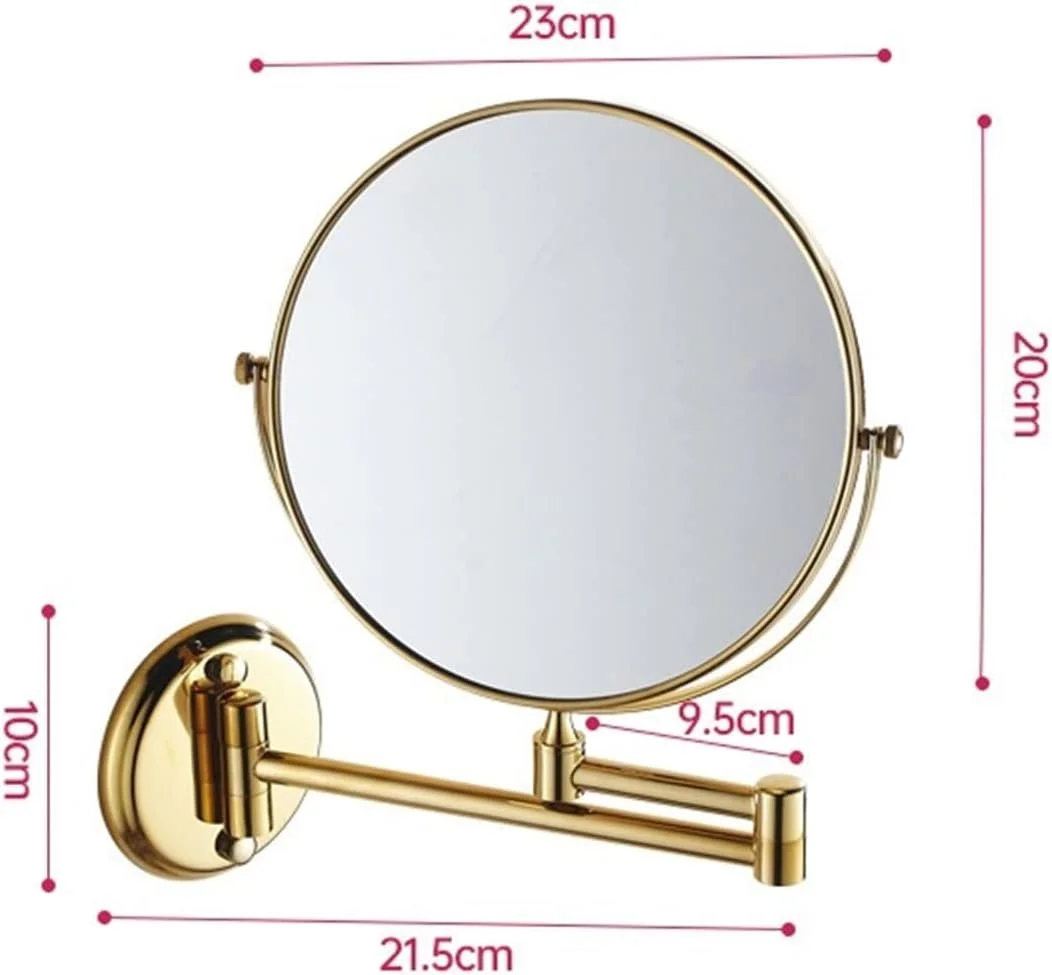 آینه حمام WRFTTCRR دو طرفه تاشو برنجی مناسب اصلاح و آرایش، نصب دیواری با دو بازوی متحرک