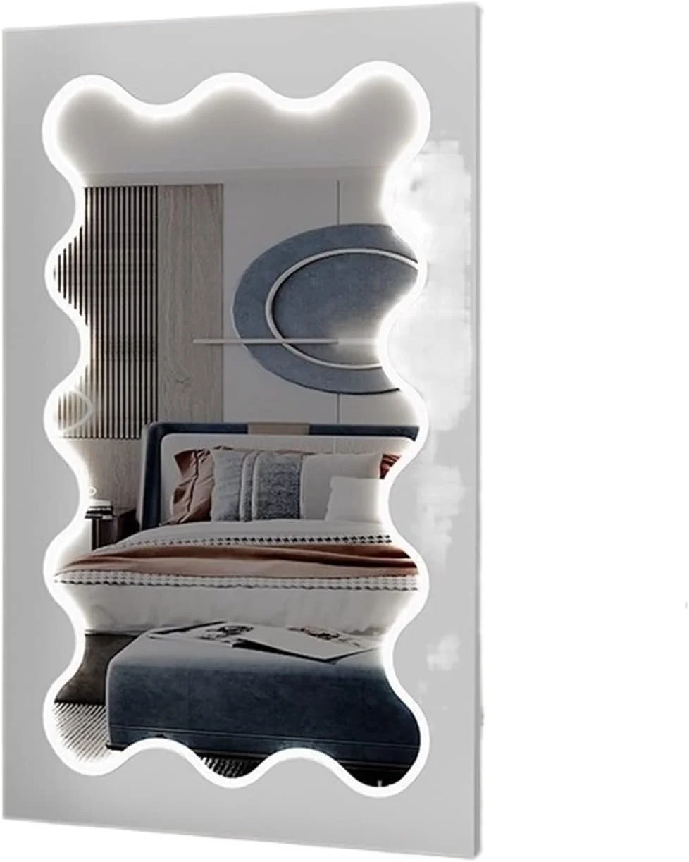 آینه حمام WRFTTCRR آینه اتاق خواب آینه قدی بزرگ آینه تمام قد دکوراسیون اتاق نشیمن (سفید)