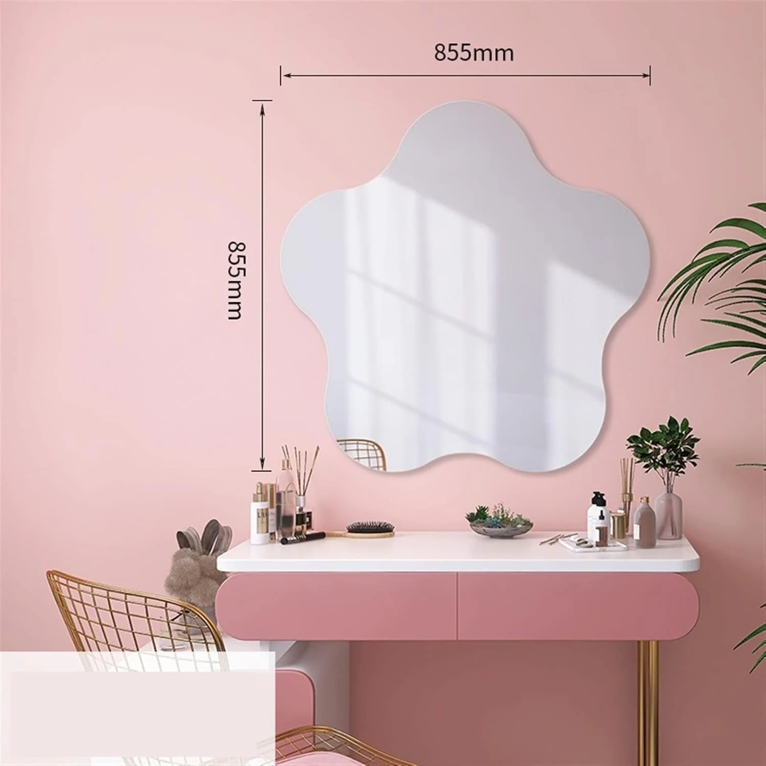 آینه حمام WRFTTCRR نامنظم، آینه روشویی آویز شفاف خود چسب لوازم آرایشی