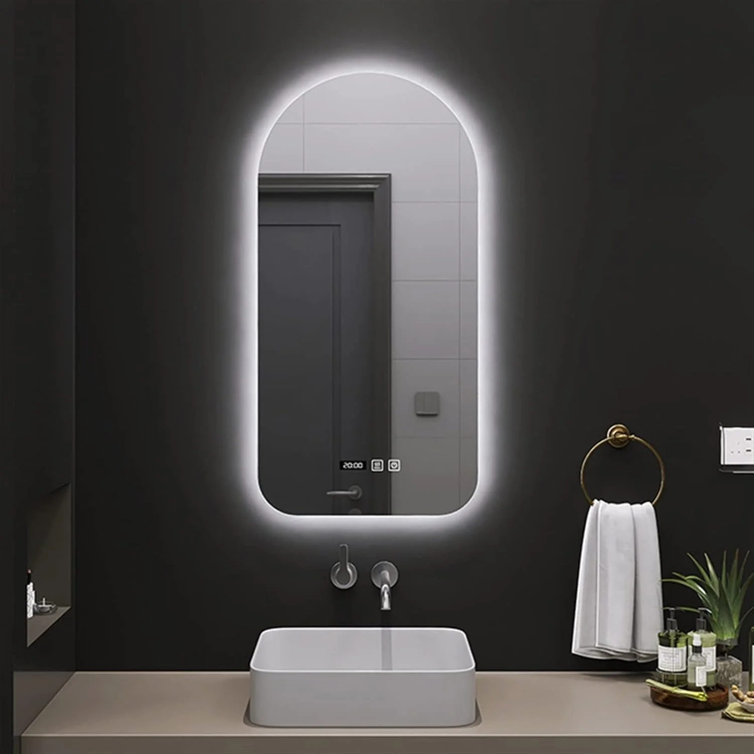 WRFTTCRR Bathroom mirror Smart Irregular Glass Bathroom Mirror Light Hanging Electric Unbreakable Bathroom Mirror Illuminated WRFTTCRR Bathroom mirror Smart Irregular Glass Bathroom Mirror Light Hanging Electric Unbreakable Bathroom Mirror Illuminated