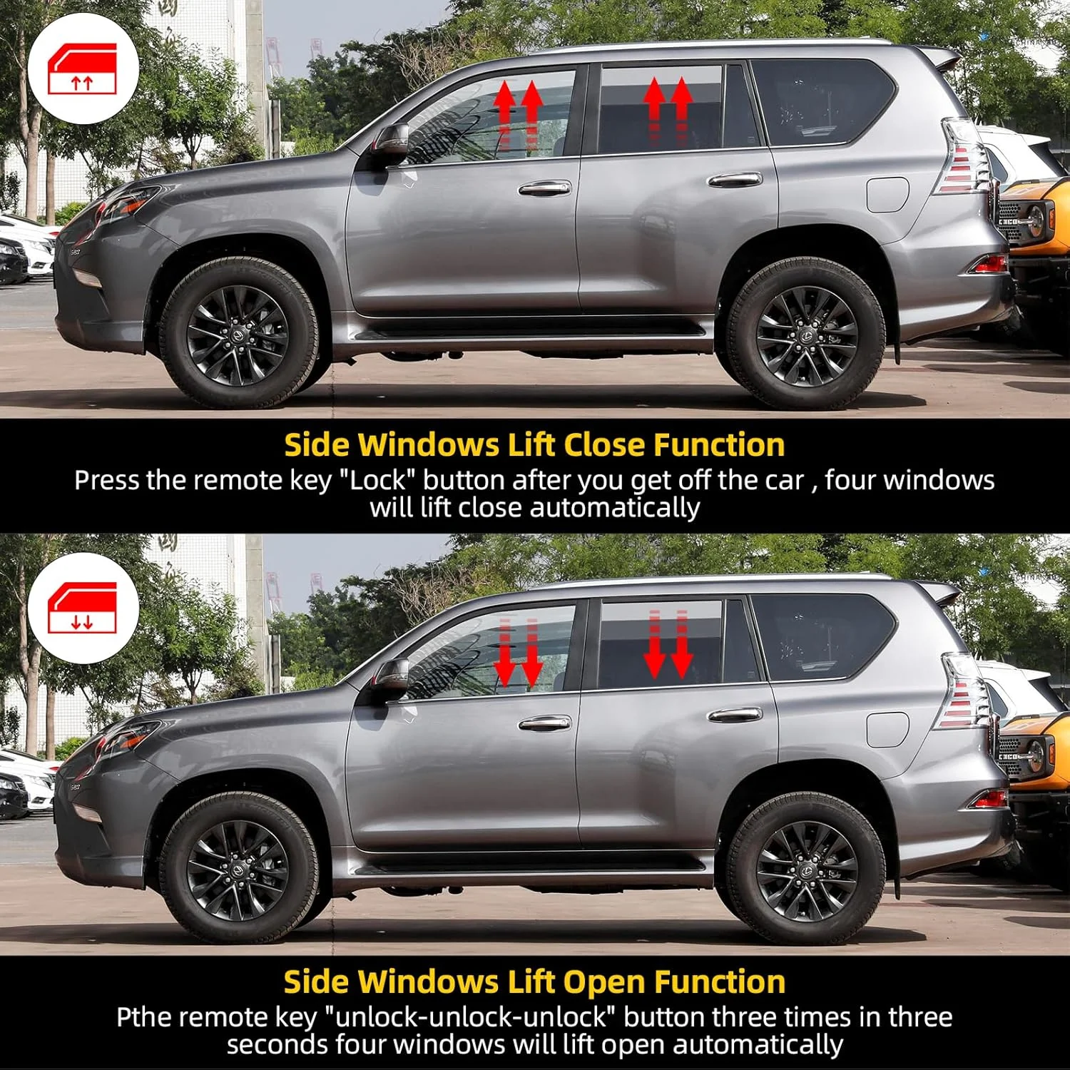 ماژول کیت قفل سرعت درب، باز و بسته کردن پنجره اتوماتیک، تاشو و باز کردن آینه بغل خودرو از راه دور Forten Kingdom OBD GX 460 مناسب برای لوازم جانبی لکسوس GX460 مدل 2010-2019