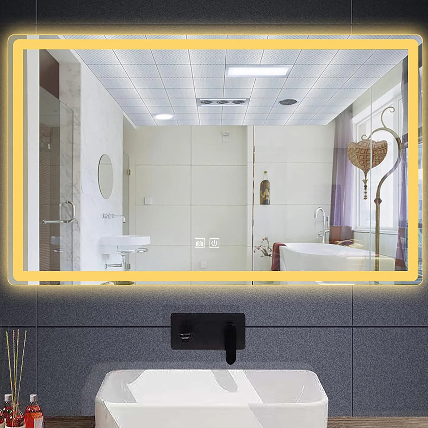 WANGPP LED Bathroom Mirror,Anti-Fog, Dimmable, Touch, HD Wall Mirror,for Dressing Room and Living Room Make-up Mirror WANGPP LED Bathroom Mirror,Anti-Fog, Dimmable, Touch, HD Wall Mirror,for Dressing Room and Living Room Make-up Mirror