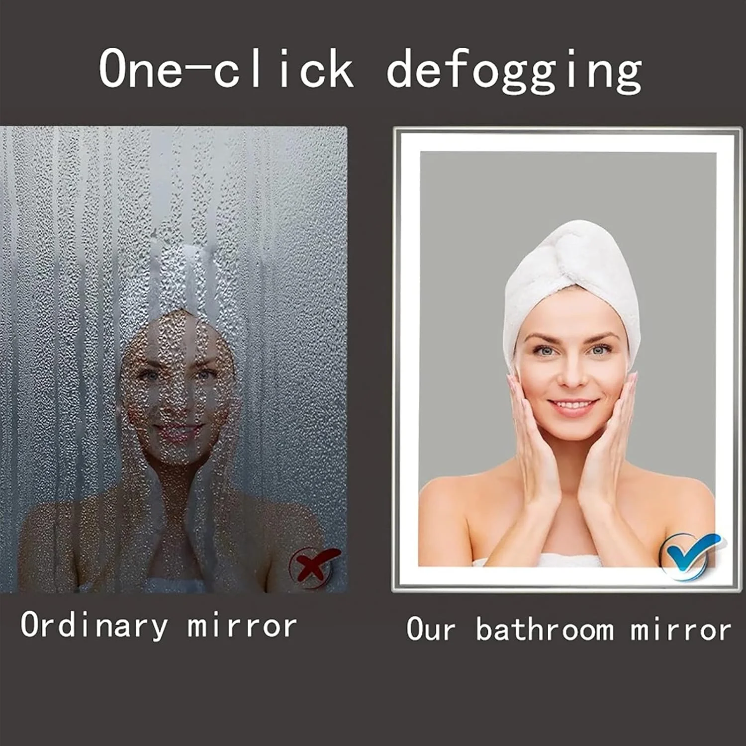 WANGPP LED Bathroom Mirror,Anti-Fog, Dimmable, Touch, HD Wall Mirror,for Dressing Room and Living Room Make-up Mirror WANGPP LED Bathroom Mirror,Anti-Fog, Dimmable, Touch, HD Wall Mirror,for Dressing Room and Living Room Make-up Mirror