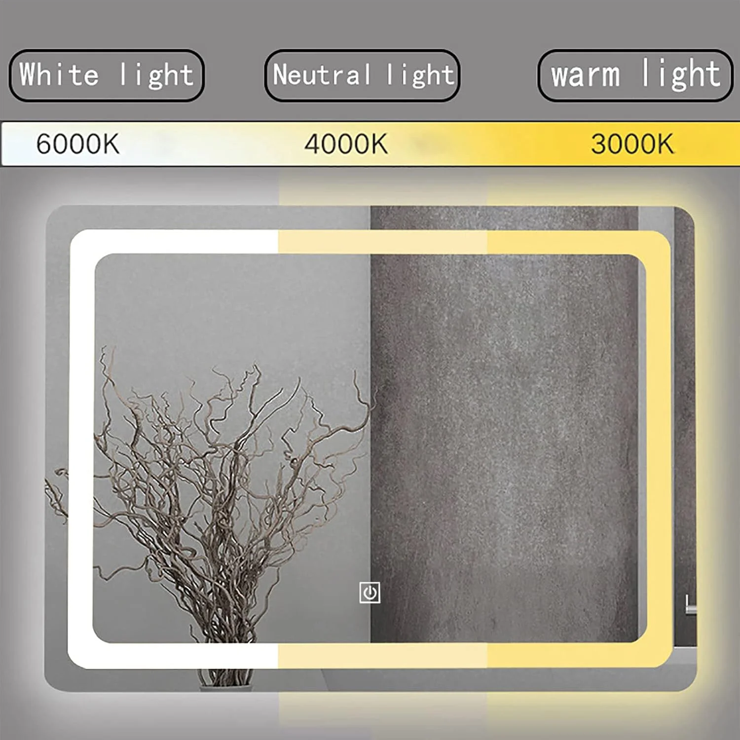 WANGPP LED Bathroom Mirror,Wall Mirror,Bathroom Mirror with Lighting, LED Touch Sensor Switch with Anti-fogging,dimmable Warm White/Cold White/Neutral WANGPP LED Bathroom Mirror,Wall Mirror,Bathroom Mirror with Lighting, LED Touch Sensor Switch with Anti-fogging,dimmable Warm White/Cold White/Neutral