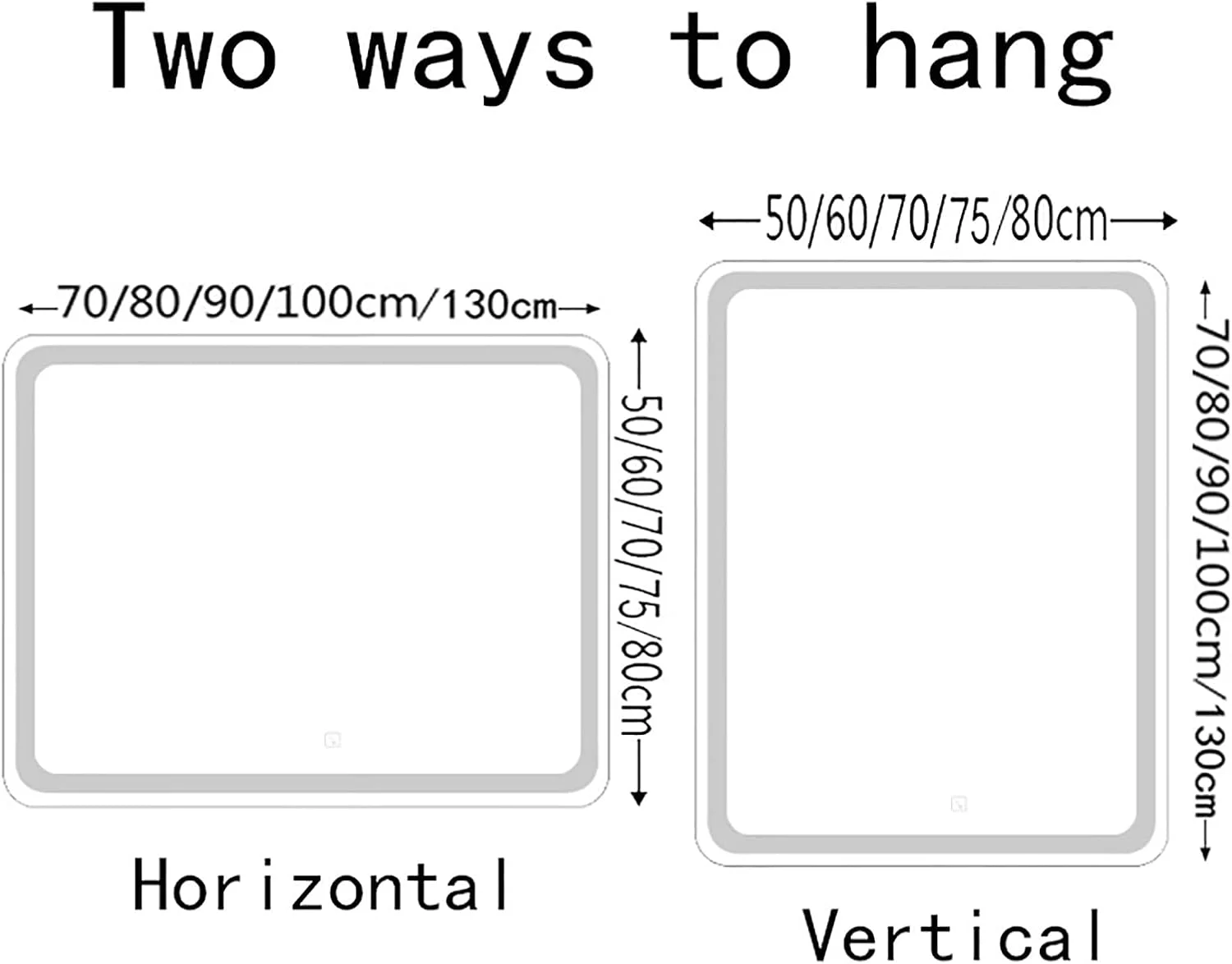 آینه حمام LED WANGPP، ضد بخار، دیمر دار، لمسی، 3 رنگ نور 3000-6000K، سفید سرد، خنثی، سفید گرم، صرفه جویی در انرژی، عمودی/افقی، انتخاب مدل - آینه حمام، آینه نور