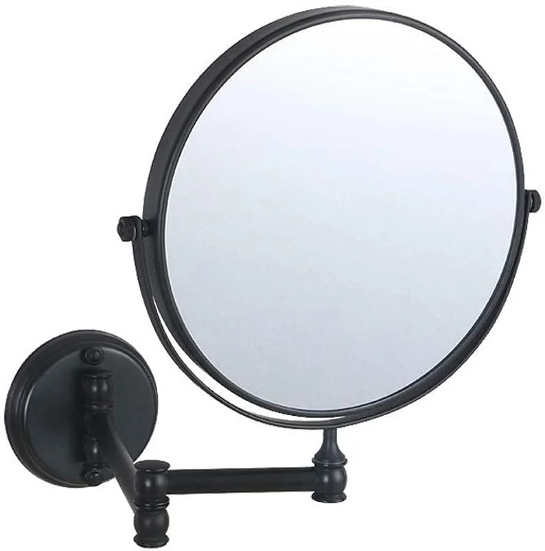 آینه آرایشی تاشو دیواری مشکی 8 اینچی، تلسکوپی دو طرفه با بزرگنمایی 3 برابر، آینه زیبایی حمام (رنگ: مشکی، اندازه: 8 اینچ 3X)