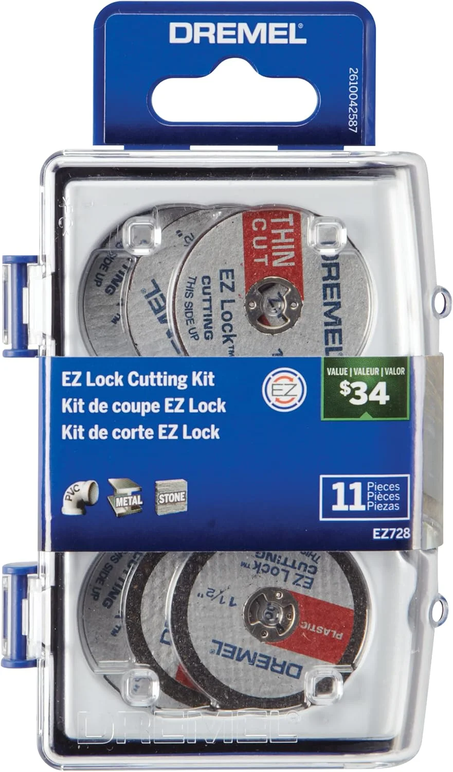 کیت لوازم جانبی دیسک های برش ابزار چرخشی Dremel EZ728-01 EZ Lock، چرخ های برش برای پلاستیک، فلز و برش های نازک، مجموعه لوازم جانبی متنوع 11 تکه