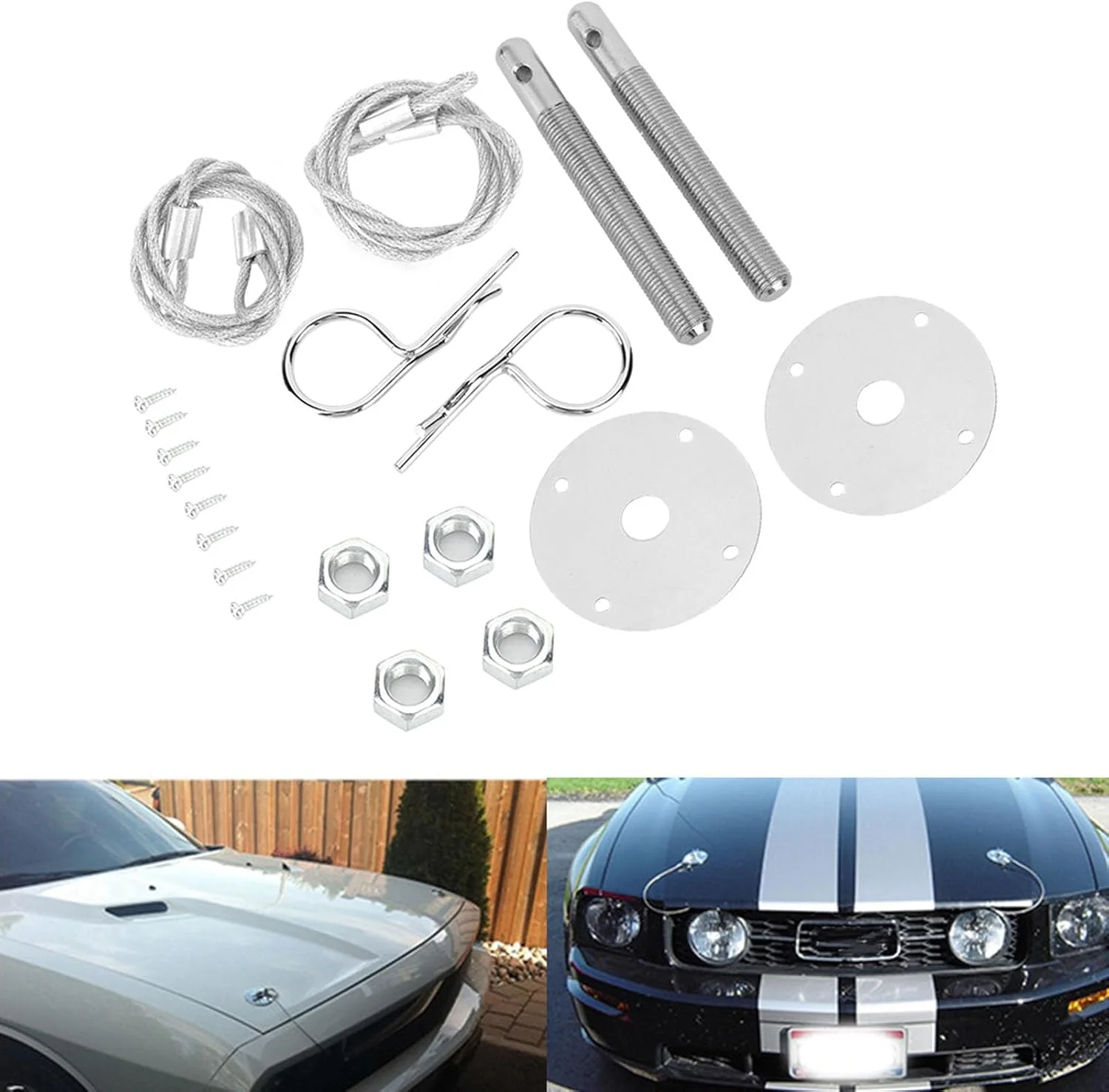 کیت قفل صفحه پین کاپوت موتور، گیره قفل درب موتور، لوازم جانبی اصلاح شده خودرو از جنس استیل ضد زنگ و فولاد کربنی برای پوشش فیبر کربنی