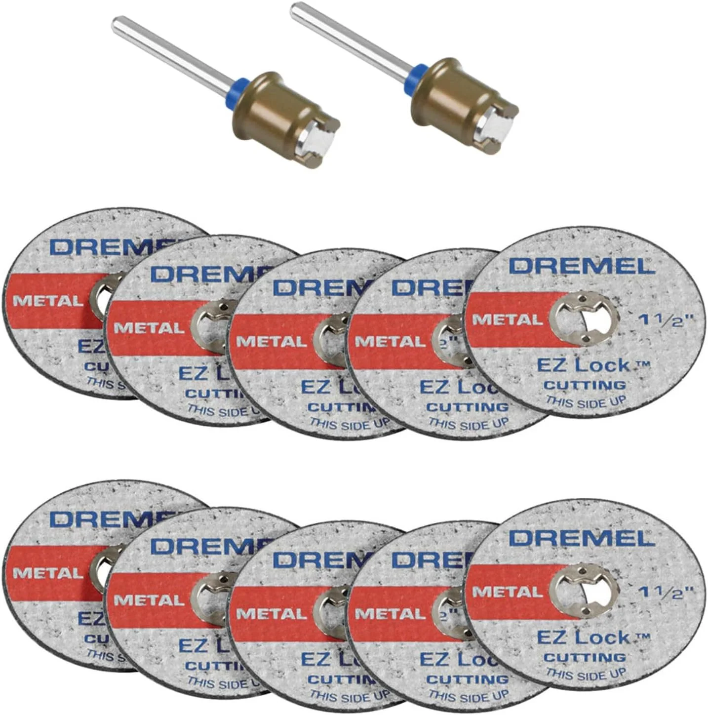 کیت استارتر درمل EZ406-02، EZ - Lock، قطر چرخ 1 1/2 اینچ (38.1 میلی متر)، شامل 5 عدد چرخ برش تقویت شده با فایبرگلاس و ماندرل EZ402، لوازم جانبی دیسک برش ابزار چرخشی - بسته 2 عددی