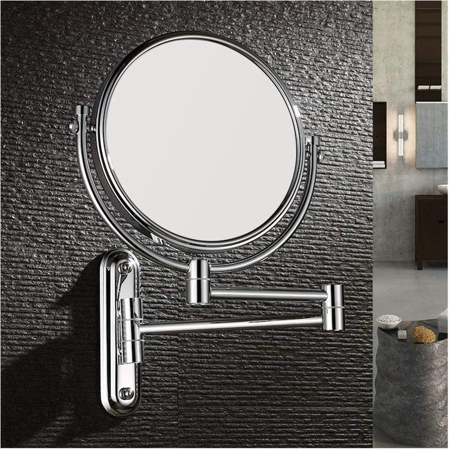 آینه آرایشی دیواری آینه آرایشی 8 اینچی آینه تاشو فلزی تلسکوپی بزرگنمایی 3 برابر آینه حمام
