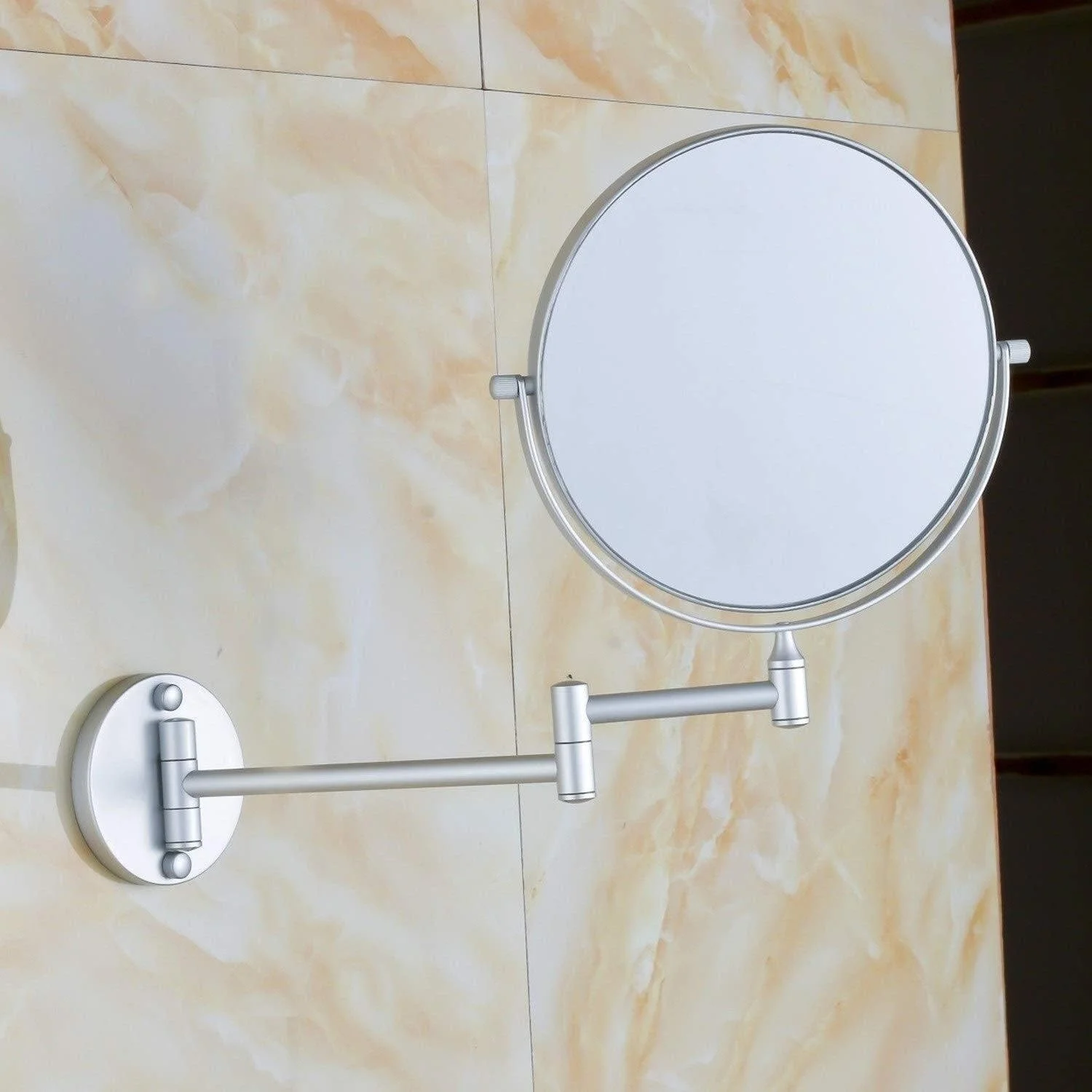 آینه آرایشی دیواری BXU-BG رنگ مات، آینه آرایشی آلومینیومی فضایی، نصب شده روی دیوار، تاشو 8 اینچی دو طرفه با بزرگنمایی 3 برابر، آینه حمام (رنگ: رنگ مات، اندازه: 8 اینچ 3X)