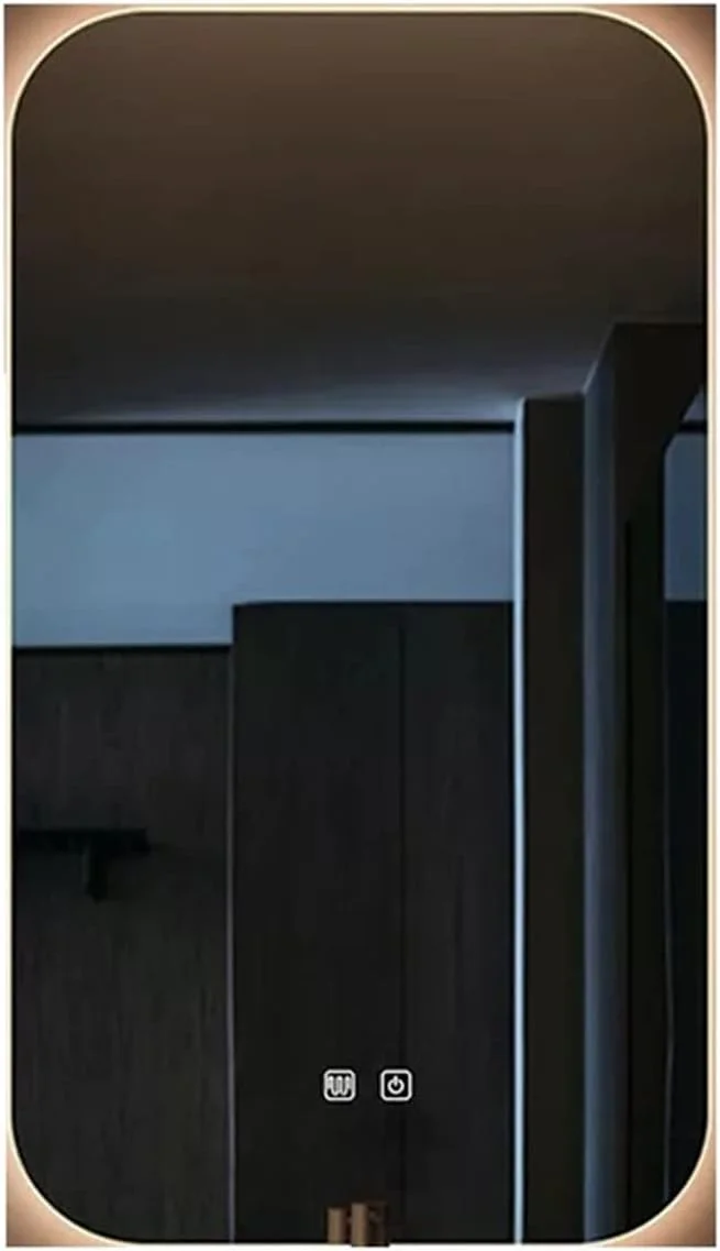 آینه های دیواری VRFGRRT مستطیلی هوشمند برای حمام با نور، ضد بخار، دیمر روشنایی، سه رنگ LED مناسب برای آرایش و تمام بدن