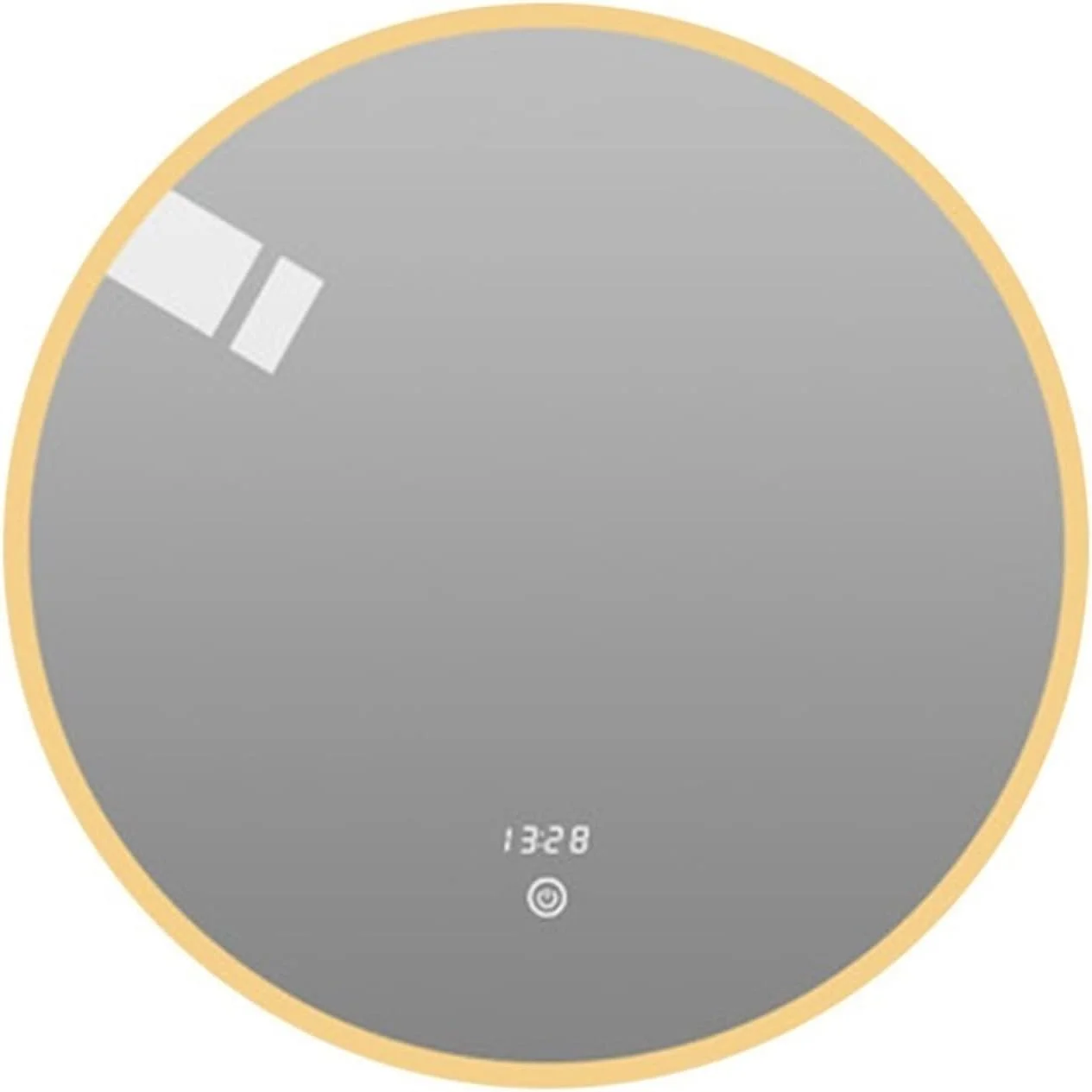 آینه دیواری VRFGRRT، آینه بزرگ آرایشی مناسب دوش حمام، آینه گرد هوشمند با چراغ