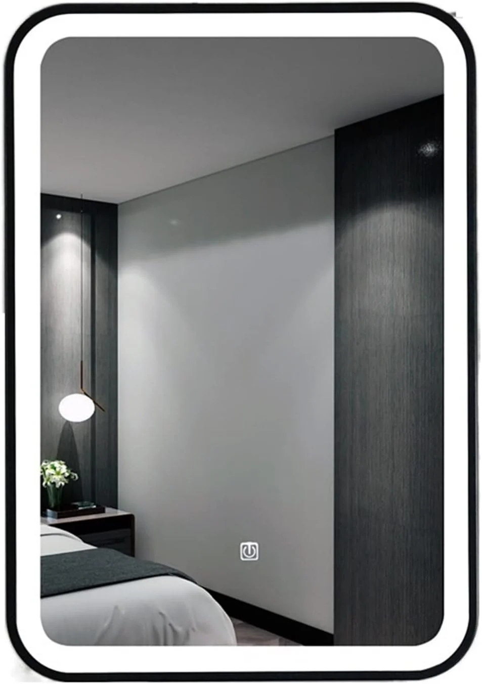 آینه دیواری VRFGRRT، آینه بزرگ حمام، آینه هوشمند اصلاح صورت با دکمه لمسی و چراغ