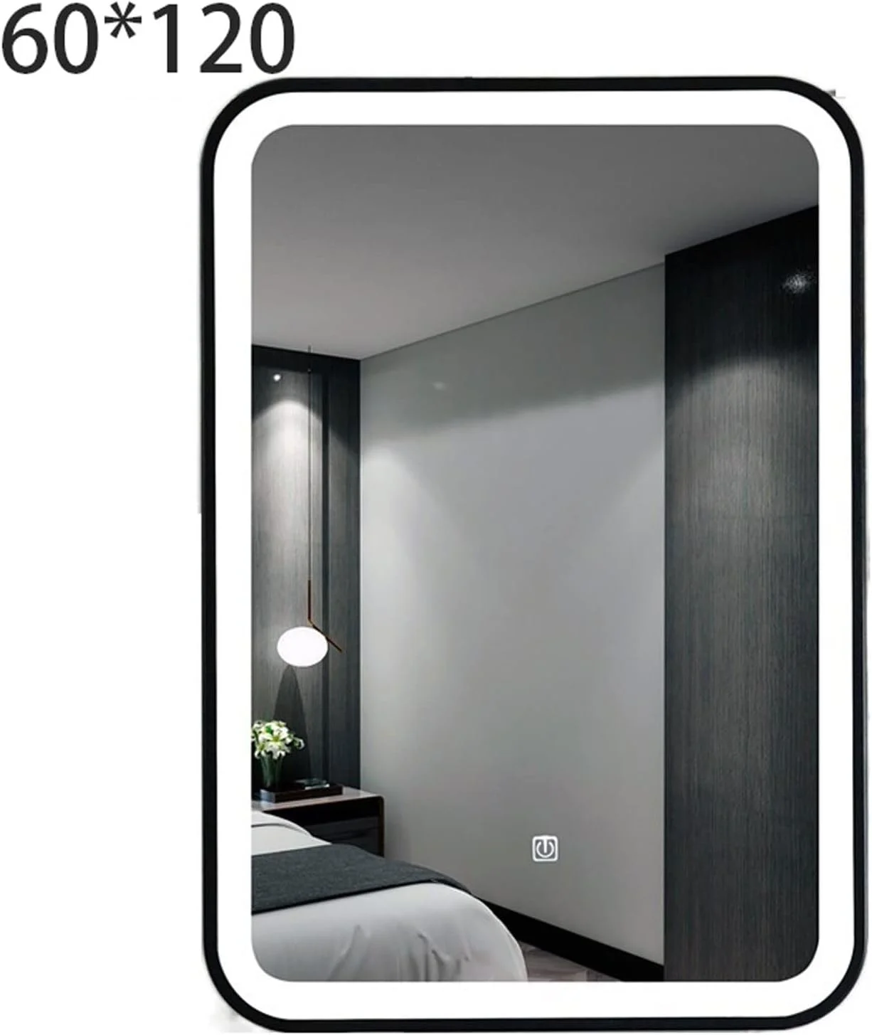 آینه دیواری VRFGRRT، آینه بزرگ حمام، آینه هوشمند اصلاح صورت با دکمه لمسی و چراغ