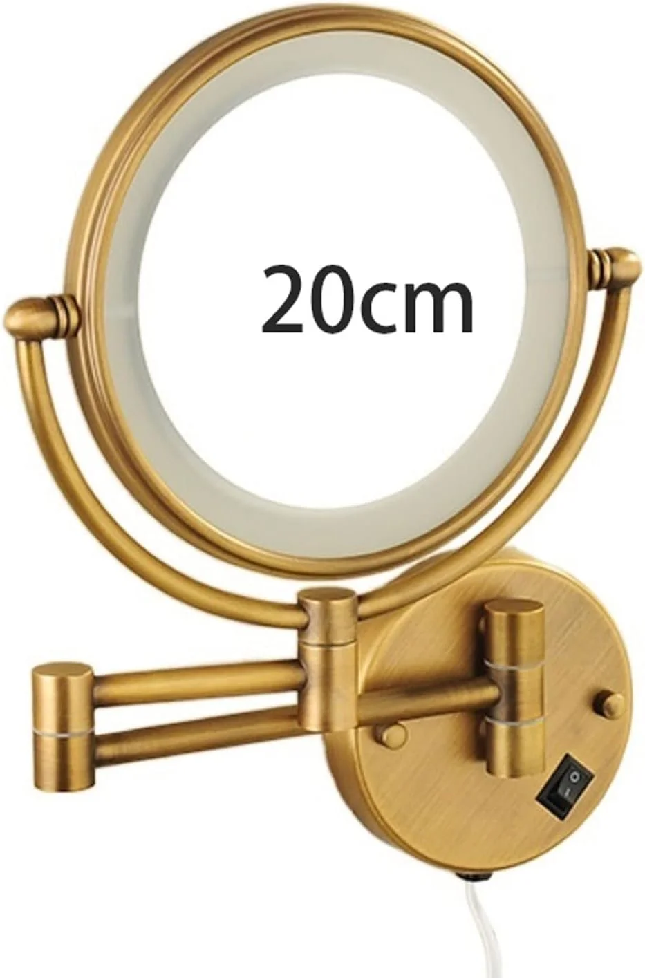 آینه آرایشی دیواری VRFGRRT با نور LED و بزرگنمایی، آینه بازویی چرخشی، آینه حمام