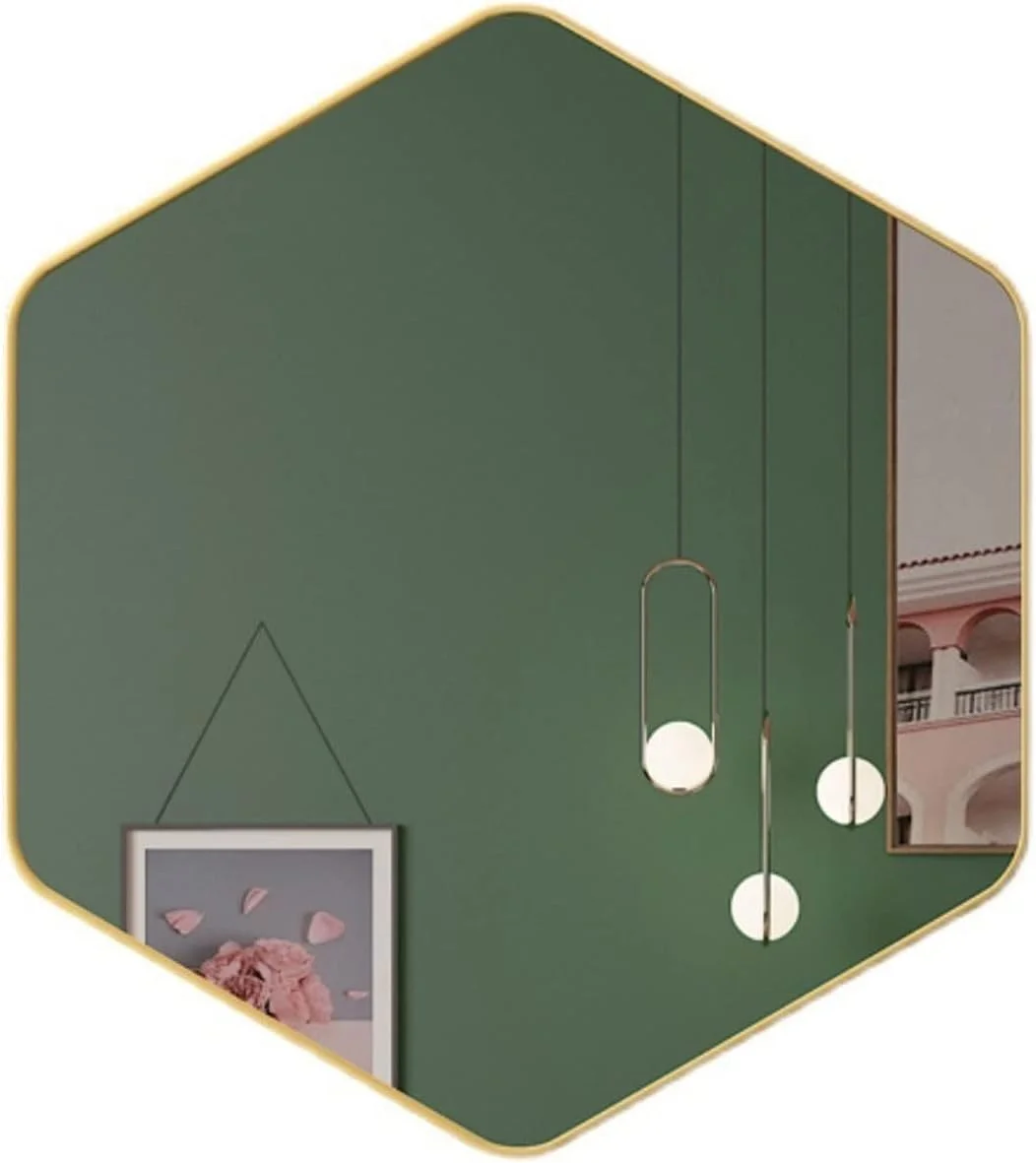 آینه دیواری VRFGRRT بزرگ آرایشی حمام آینه تمام قد بزرگ توالت لوازم حمام (طلایی)