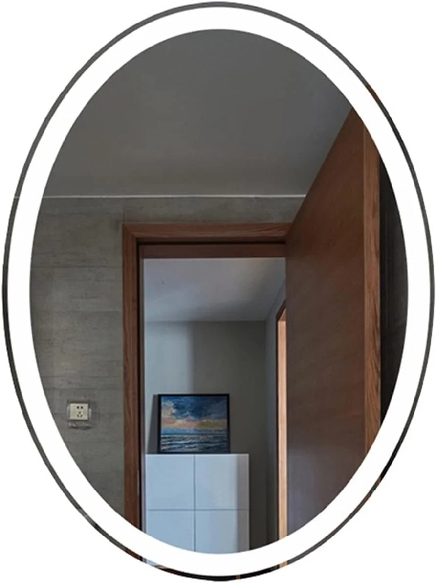 آینه دیواری VRFGRRT مناسب حمام، آینه دستشویی، آرایش، نورپردازی، آینه بزرگ بدون قاب