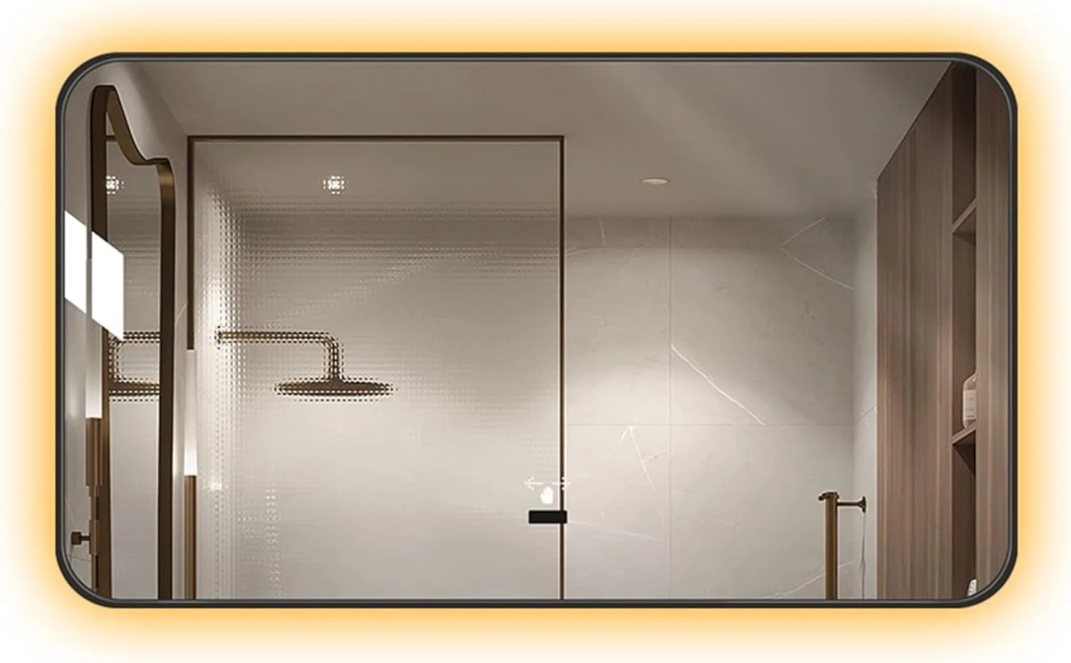 آینه دیواری VRFGRRT، آینه هوشمند مستطیلی لمسی مناسب حمام و قابل سفارش سازی (Hortelé)