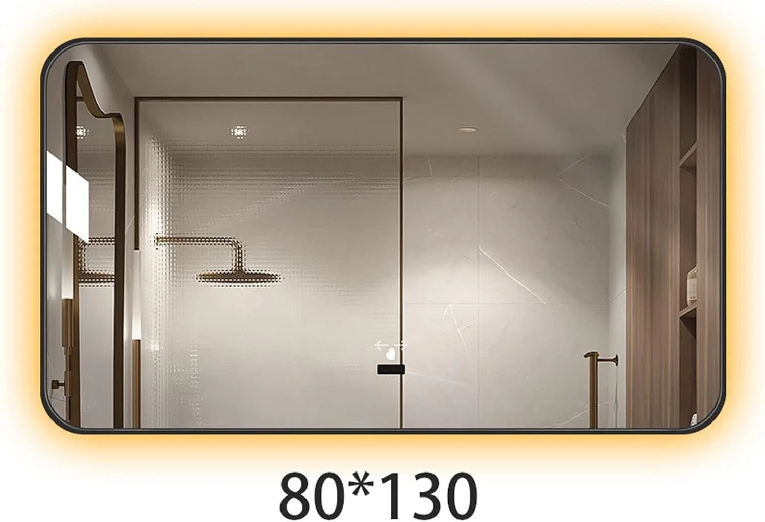 آینه دیواری VRFGRRT، آینه هوشمند مستطیلی لمسی مناسب حمام و قابل سفارش سازی (Hortelé)