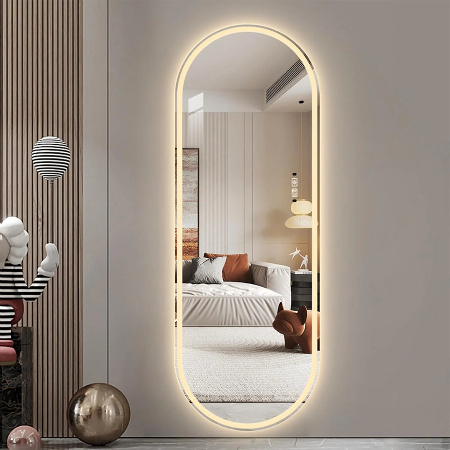 آینه قدی بیضی شکل VPHOME با چراغ، آینه دیواری چراغ دار 160 در 60 سانتی متر، آینه تمام قد، آینه دیواری، نور صورت با قابلیت تنظیم نور و 3 رنگ نورپردازی برای اتاق خواب، حمام (160 * 60 سانتی متر) آینه قدی بیضی شکل VPHOME با چراغ، آینه دیواری چراغ دار 160 در 60 سانتی متر، آینه تمام قد، آینه دیواری، نور صورت با قابلیت تنظیم نور و 3 رنگ نورپردازی برای اتاق خواب، حمام (160 * 60 سانتی متر)
