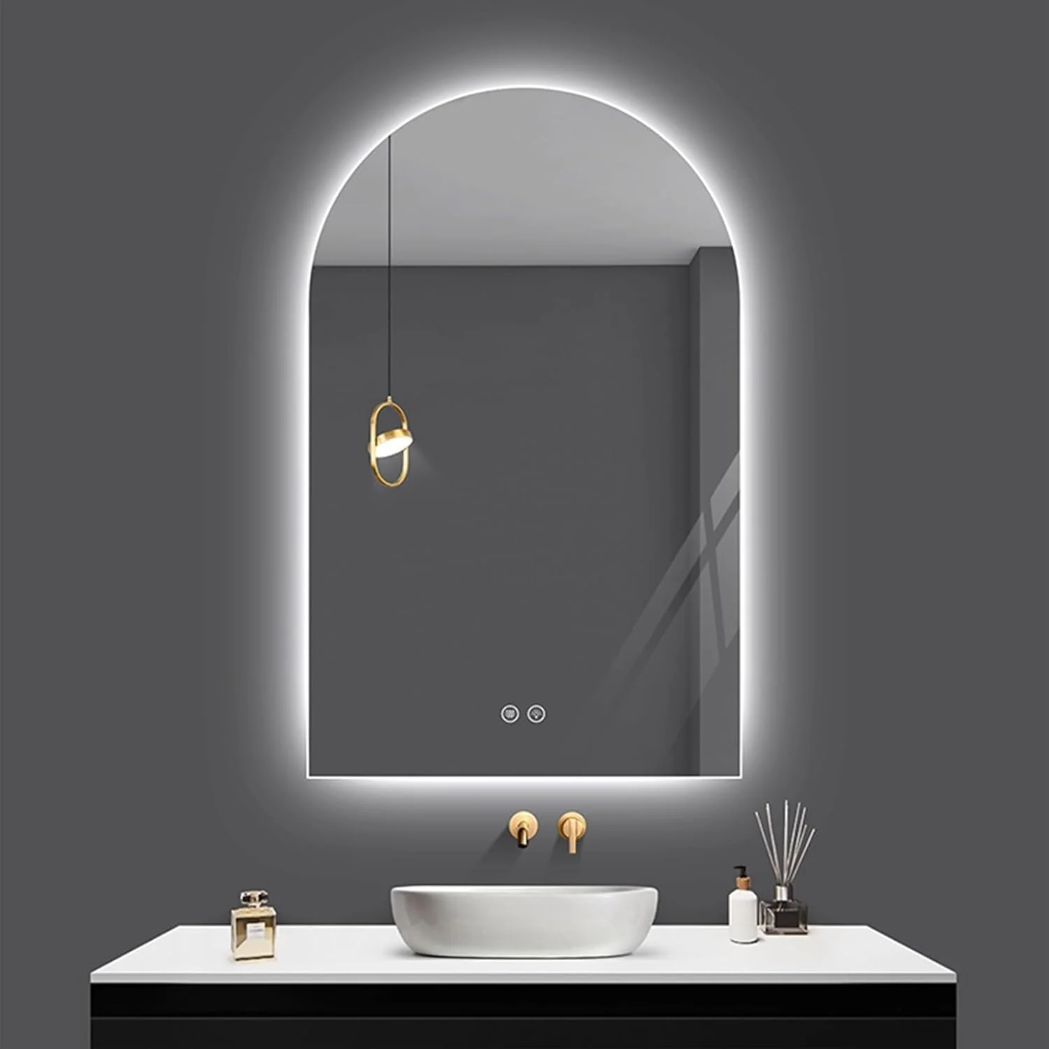 آینه حمام LED کمانی VPHOME، آینه بدون قاب با نور پس زمینه کمانی برای آینه روشویی دیواری با قابلیت ضد بخار، لمسی، 3 رنگ نورپردازی شده برای حمام اتاق نشیمن (VPMR-67، 50X80cm (19.6x31.5 اینچ)) آینه حمام LED کمانی VPHOME، آینه بدون قاب با نور پس زمینه کمانی برای آینه روشویی دیواری با قابلیت ضد بخار، لمسی، 3 رنگ نورپردازی شده برای حمام اتاق نشیمن (VPMR-67، 50X80cm (19.6x31.5 اینچ))
