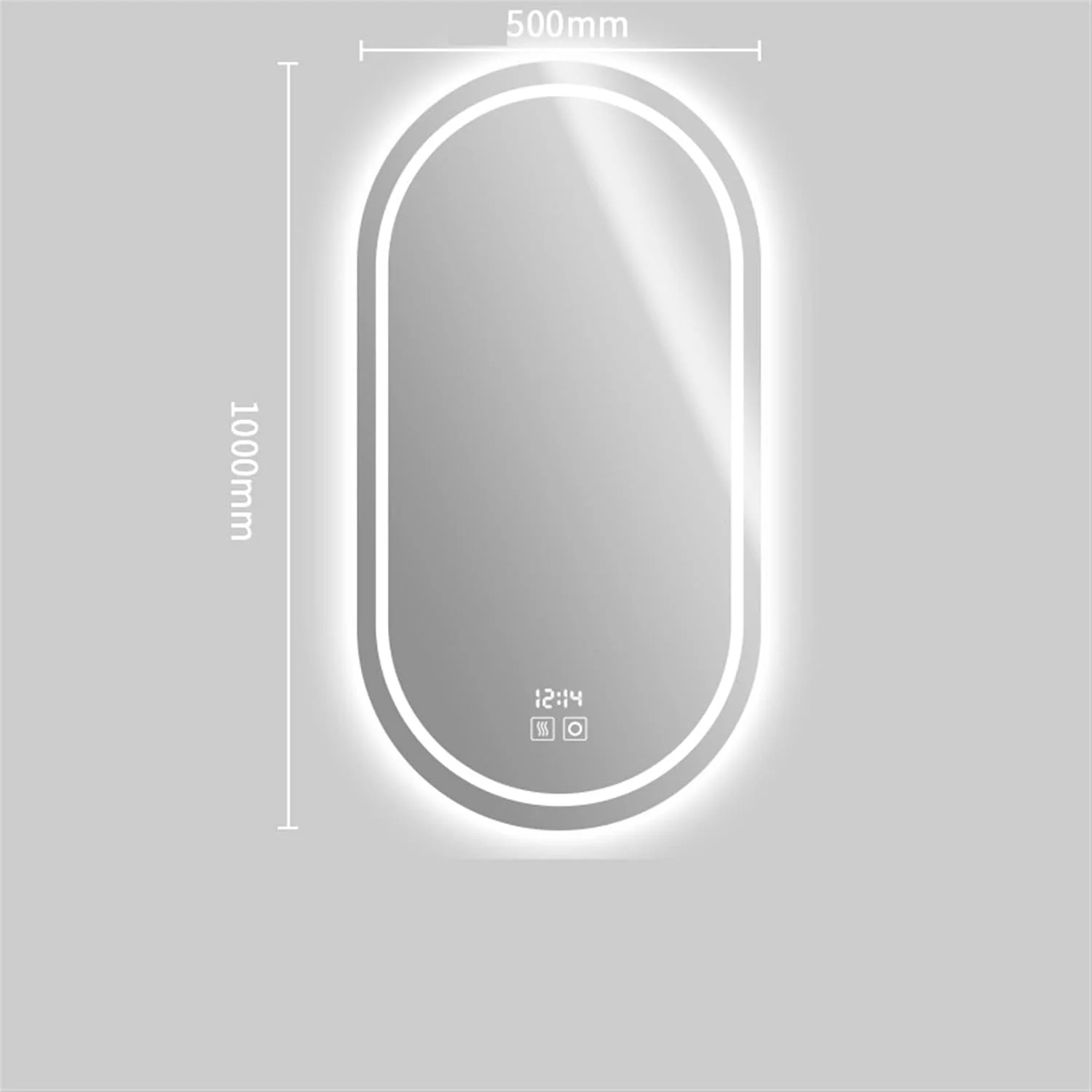 آینه دیواری VRFGRRT بیضی شکل مناسب اتاق خواب، آرایش، حمام با طراحی نور پس زمینه
