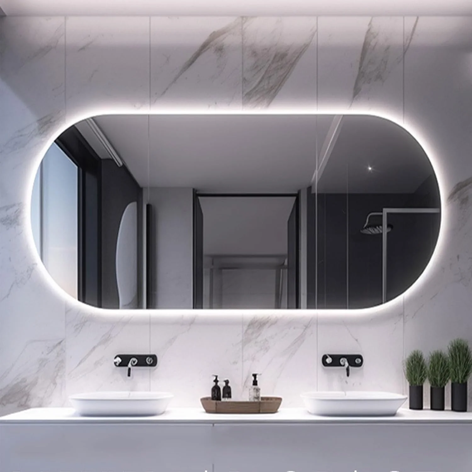 VPHOME LED Oval Bathroom Bakeup Mirrors, Easy to Install Anti-Fog Wall Mounted Lighted Mirror, 60 x 120cm Large Modern LED Bathroom Vanity Mirror, 3 Colors Dimmable Brightness (VPMR-71) VPHOME LED Oval Bathroom Bakeup Mirrors, Easy to Install Anti-Fog Wall Mounted Lighted Mirror, 60 x 120cm Large Modern LED Bathroom Vanity Mirror, 3 Colors Dimmable Brightness (VPMR-71)