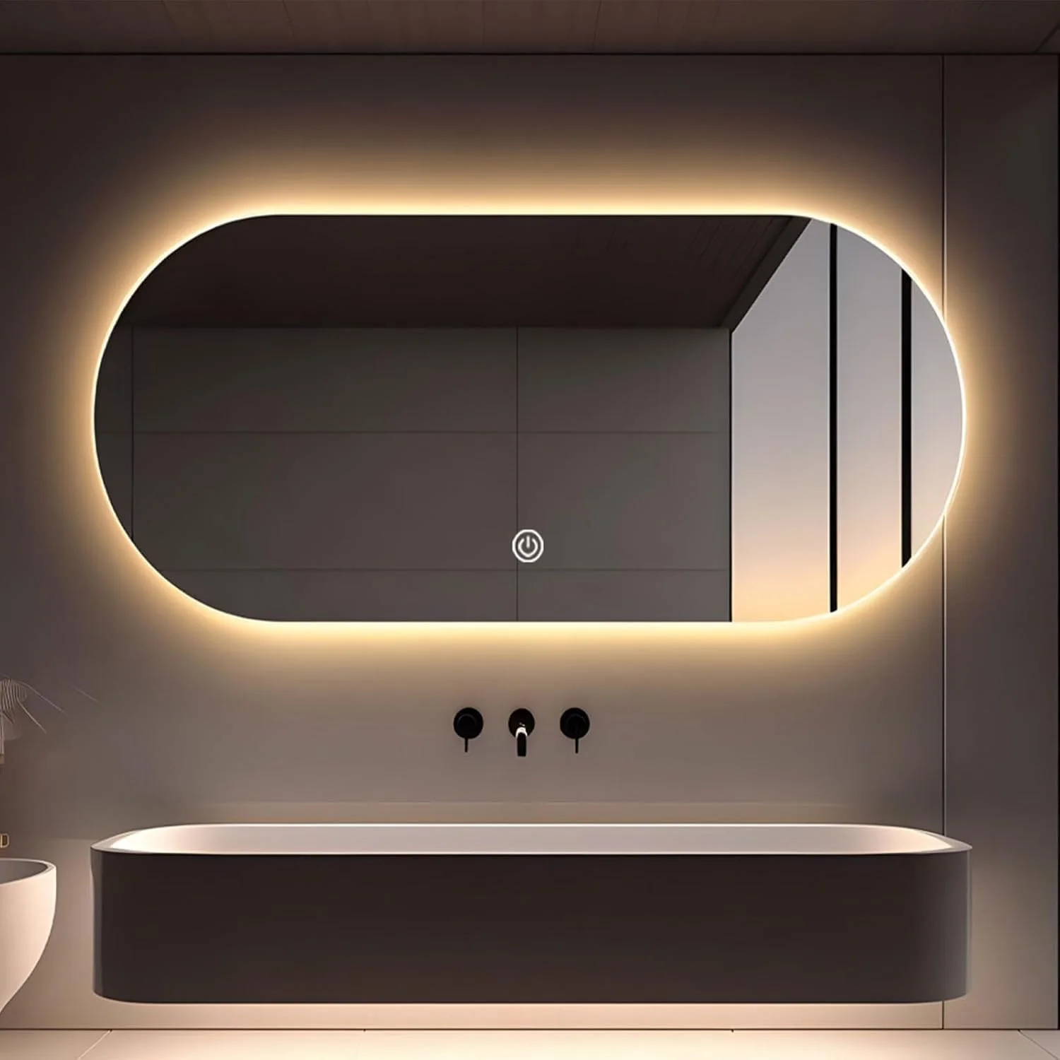 VPHOME LED Oval Bathroom Bakeup Mirrors, Easy to Install Anti-Fog Wall Mounted Lighted Mirror, 60 x 120cm Large Modern LED Bathroom Vanity Mirror, 3 Colors Dimmable Brightness (VPMR-71)