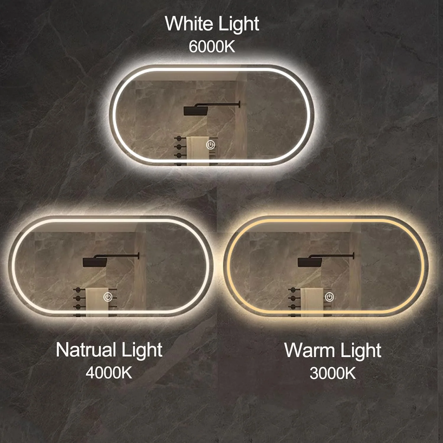 آینه آرایشی بیضی ال ای دی Vparty، نصب آسان آینه روشویی دیواری نوردار، آینه روشویی ال ای دی مدرن بزرگ، روشنایی قابل تنظیم 3 رنگ (مدل B، 60x120 سانتی متر (24x48 اینچ)) آینه آرایشی بیضی ال ای دی Vparty، نصب آسان آینه روشویی دیواری نوردار، آینه روشویی ال ای دی مدرن بزرگ، روشنایی قابل تنظیم 3 رنگ (مدل B، 60x120 سانتی متر (24x48 اینچ))