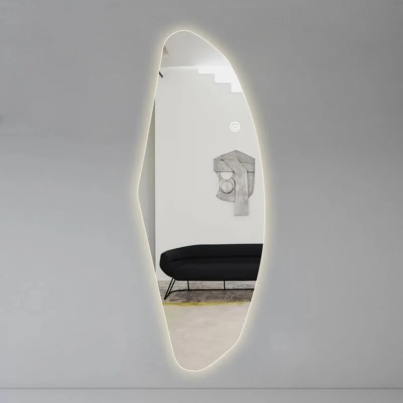 آینه نامنظم 51x135 سانتیمتری VLNAACH، آینه چسبی دیواری زیبا، هوشمند و دارای نور، مناسب حمام، با قابلیت تنظیم 3 رنگ، آینه حمام آینه نامنظم 51x135 سانتیمتری VLNAACH، آینه چسبی دیواری زیبا، هوشمند و دارای نور، مناسب حمام، با قابلیت تنظیم 3 رنگ، آینه حمام