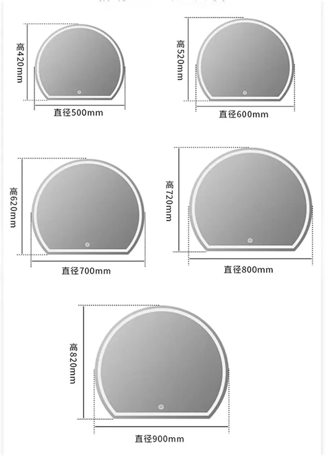 آینه آرایشی دیواری VLNAACH با نور LED، گرد، زیبا، مناسب اتاق خواب و حمام، ابعاد 29X32 اینچ