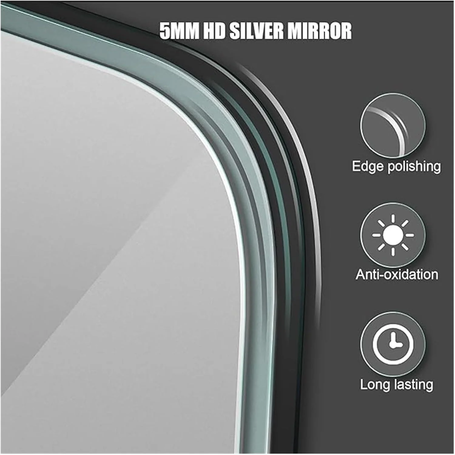 آینه دیواری مستطیلی VLNAACH با ابعاد 60x90 سانتی متر، مناسب برای روشویی یا حمام، ضد بخار، ضد آب IP67