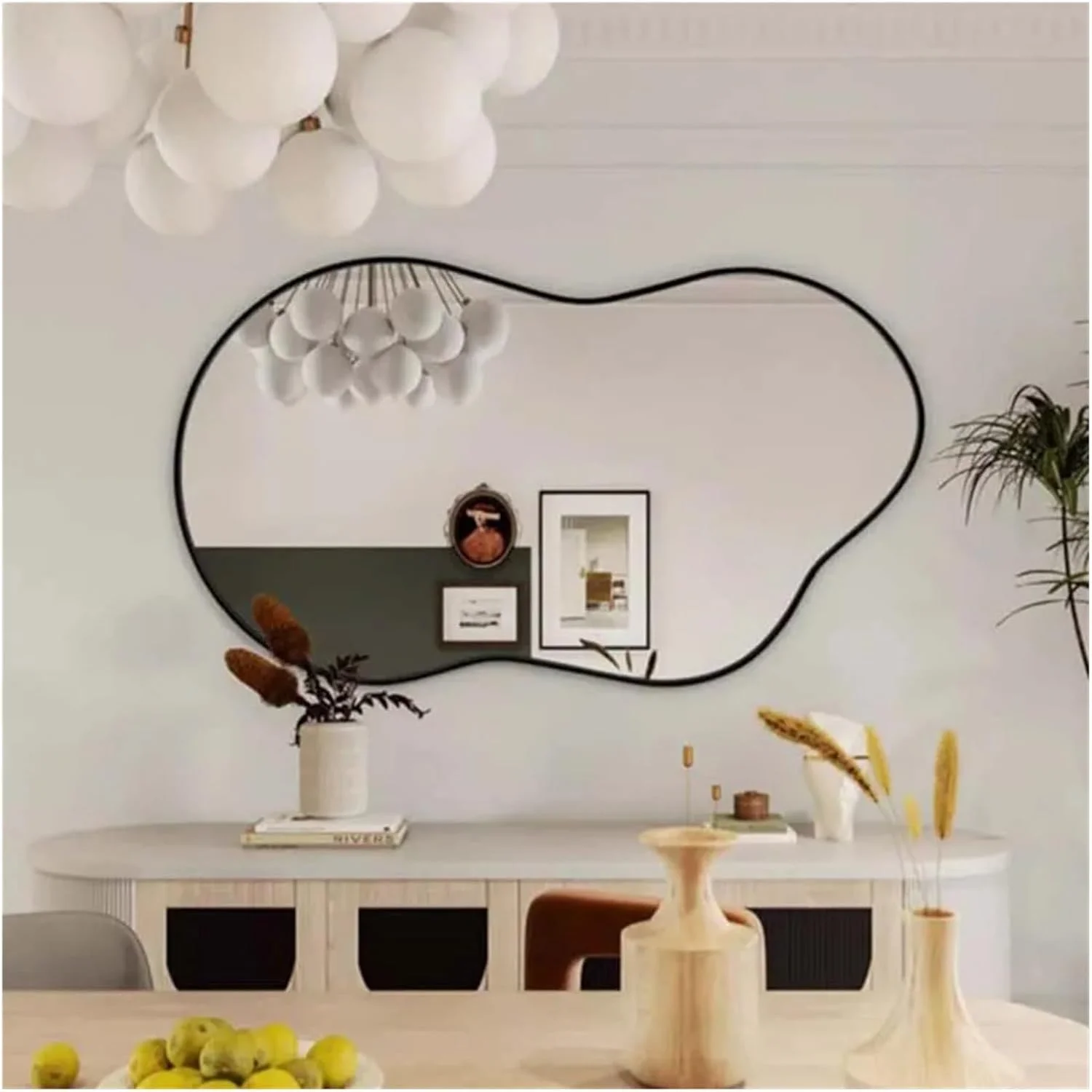 آینه دیواری حمام VLNAACH با نور LED، طرح نامنظم، مناسب اتاق خواب، آینه آرایش لوکس و دکوراسیون اتاق، 71 در 101 سانتی متر