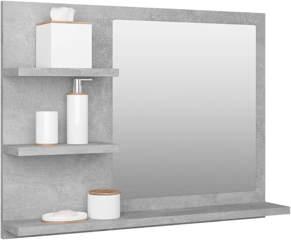 آینه حمام ویدا ایکس ال، دکوراسیون منزل، سرویس بهداشتی، واحد روشویی، آینه آرایشی دیواری، خاکستری بتنی، چوب مهندسی شده