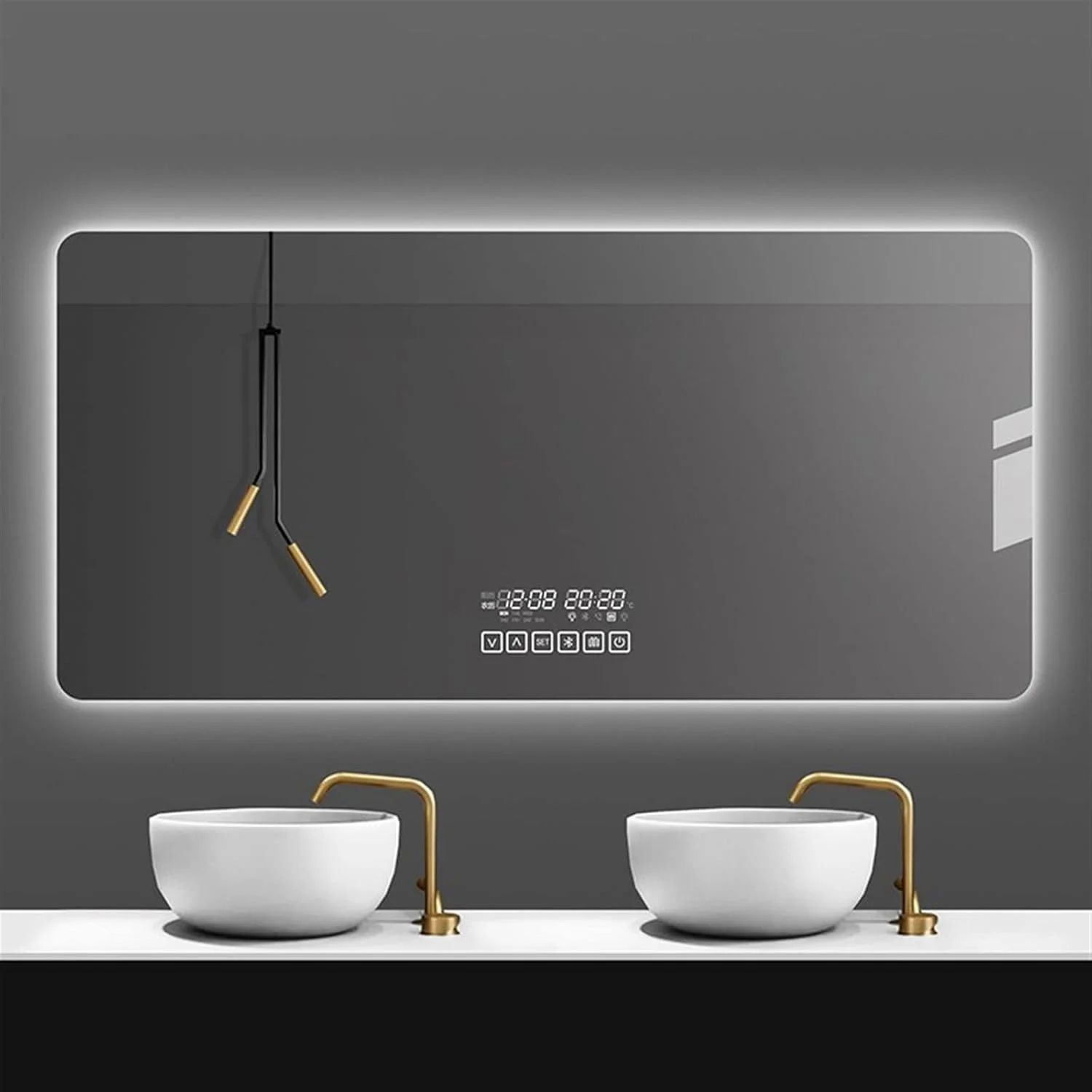 آینه VFNRESW با چراغ، آینه آرایشی مستطیلی مناسب حمام، دارای ذره بین، آینه سه رنگ با قابلیت ضد بخار و تنظیم نور