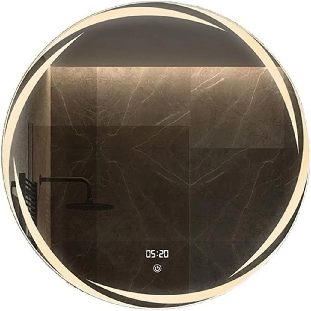 آینه VFNRESW با چراغ، آینه هوشمند حمام، آینه گرد دیواری توالت، صفحه لمسی، آینه بزرگ