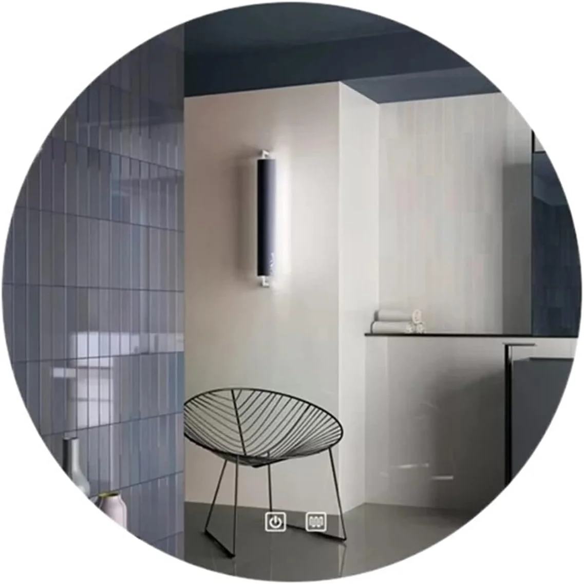 آینه VFNRESW با چراغ های LED گرد، آینه حمام هوشمند با نور پس زمینه و دیمر تنظیم روشنایی، آینه تمام قد برای آرایش