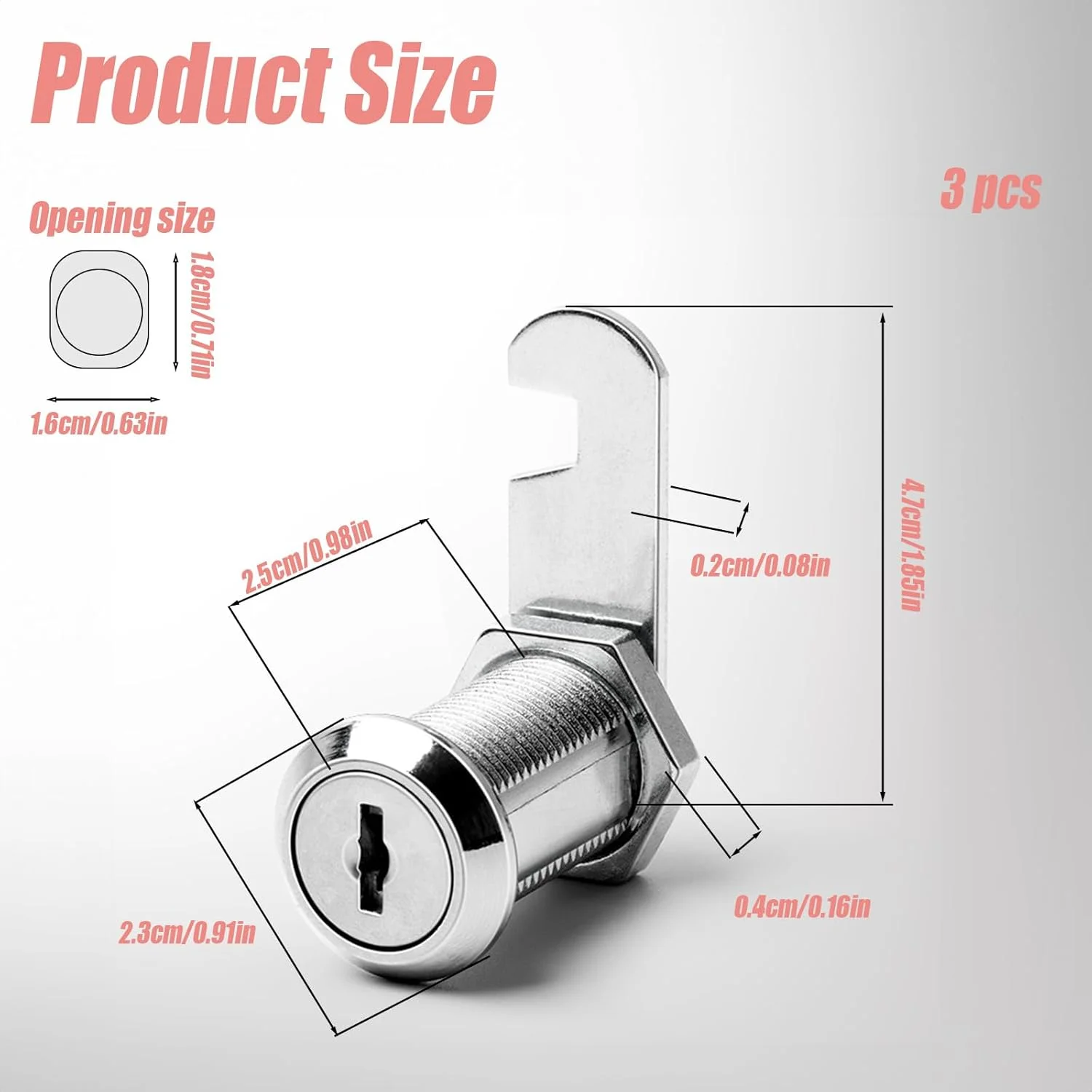 قفل های کم کابینت، بسته 3 عددی 25 میلی متری قفل کم سیلندر کابینت فایل جهانی، لوازم جانبی سخت افزاری قفل کمد کوچک برای کشوی فایل امنیتی، صندوق پستی، درب RV Camper، قفل جایگزین جعبه ابزار ذخیره سازی
