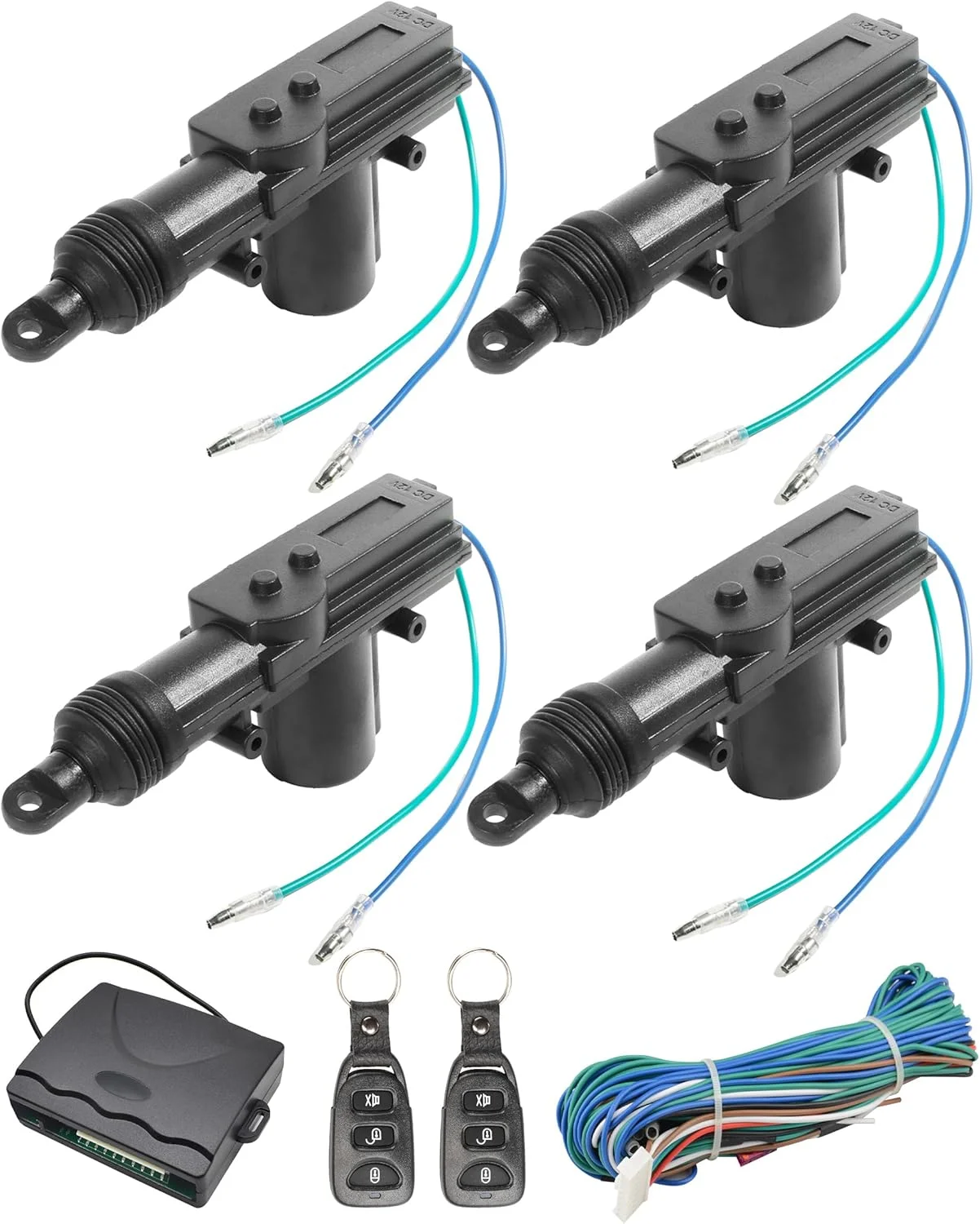 کیت قفل مرکزی درب خودرو bylikeho شامل 4 عدد قفل برقی، کیت قفل از راه دور جهانی، سیستم ورود بدون کلید با 2 ریموت، قفل درب 12 ولت با کنترل از راه دور